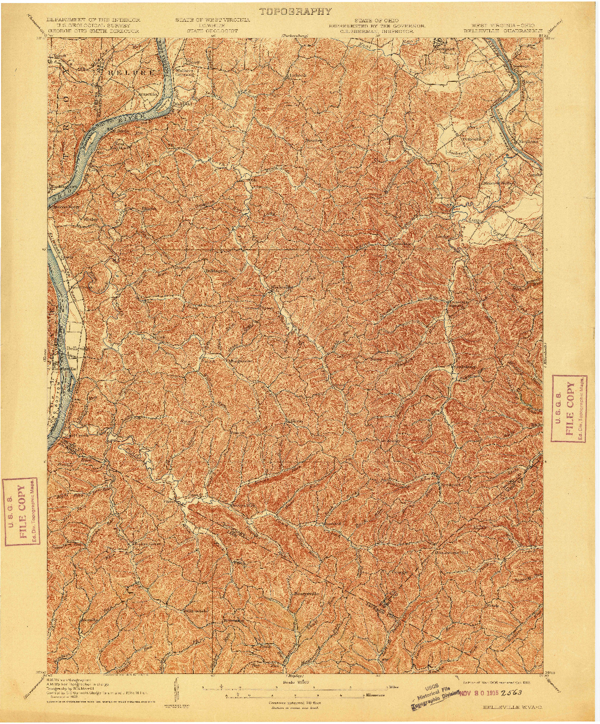 USGS 1:62500-SCALE QUADRANGLE FOR BELLEVILLE, WV 1906
