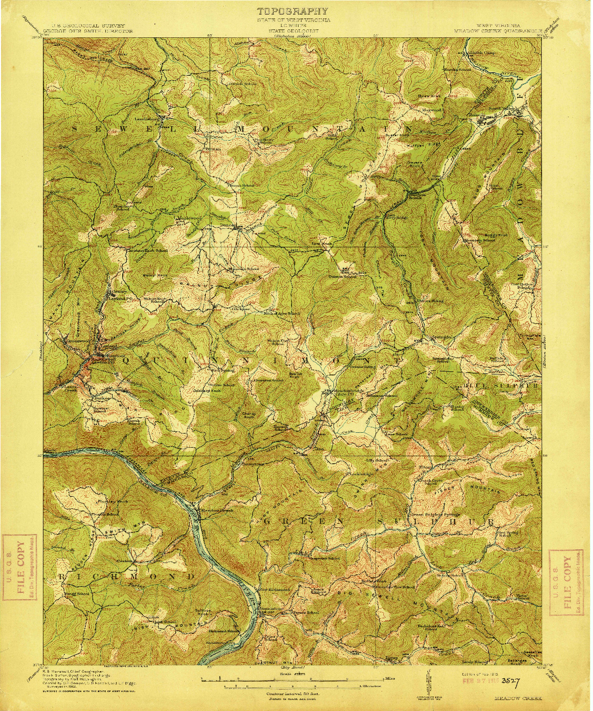 USGS 1:62500-SCALE QUADRANGLE FOR MEADOW CREEK, WV 1915