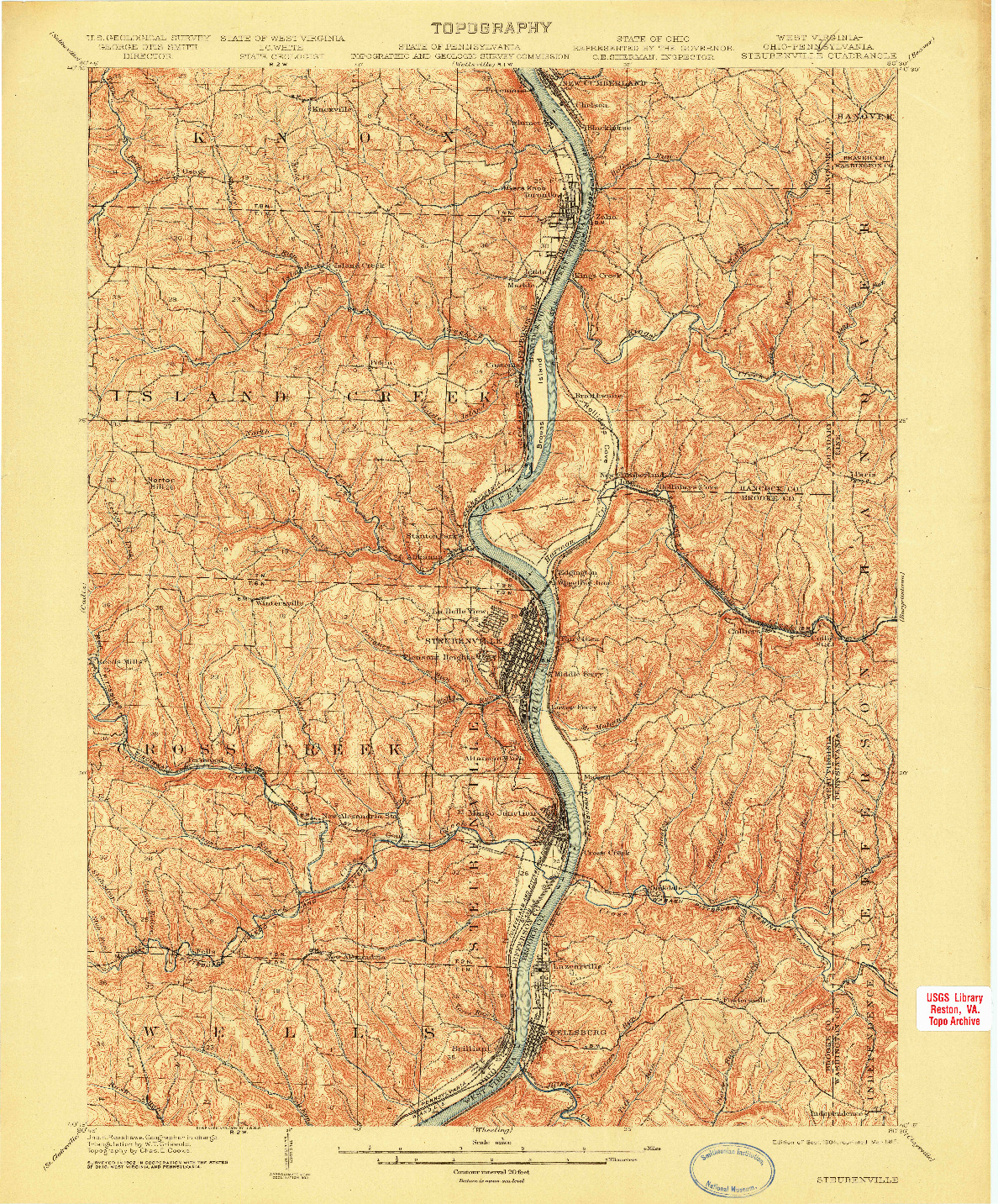 USGS 1:62500-SCALE QUADRANGLE FOR STEUBENVILLE, WV 1904