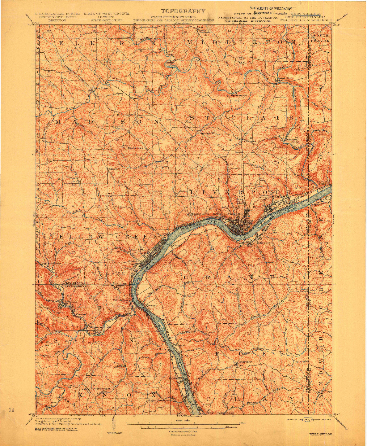 USGS 1:62500-SCALE QUADRANGLE FOR WELLSVILLE, WV 1904