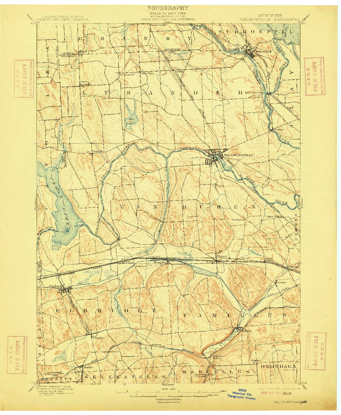 USGS 1:62500-SCALE QUADRANGLE FOR BALDWINSVILLE, NY 1900