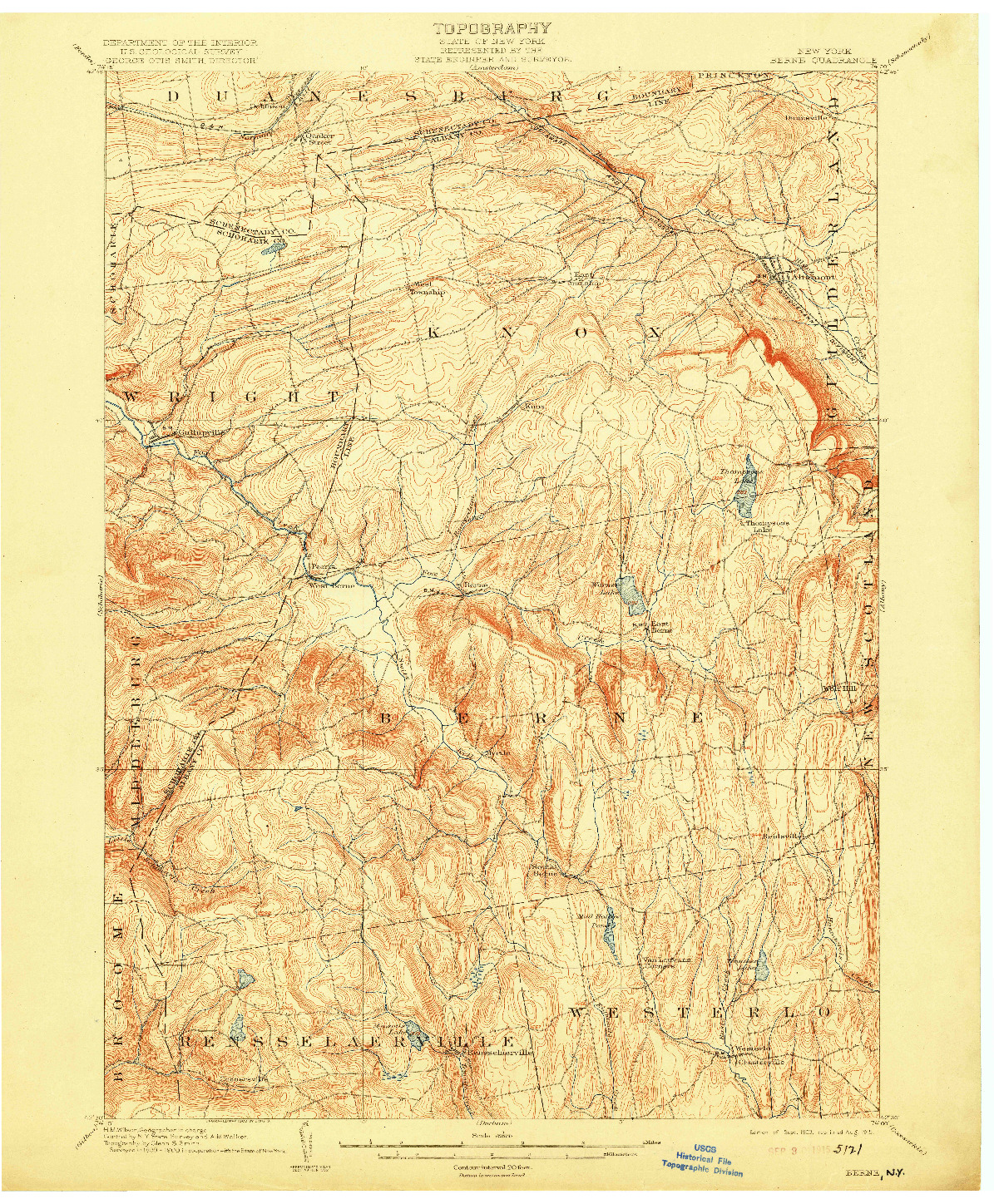 USGS 1:62500-SCALE QUADRANGLE FOR BERNE, NY 1903