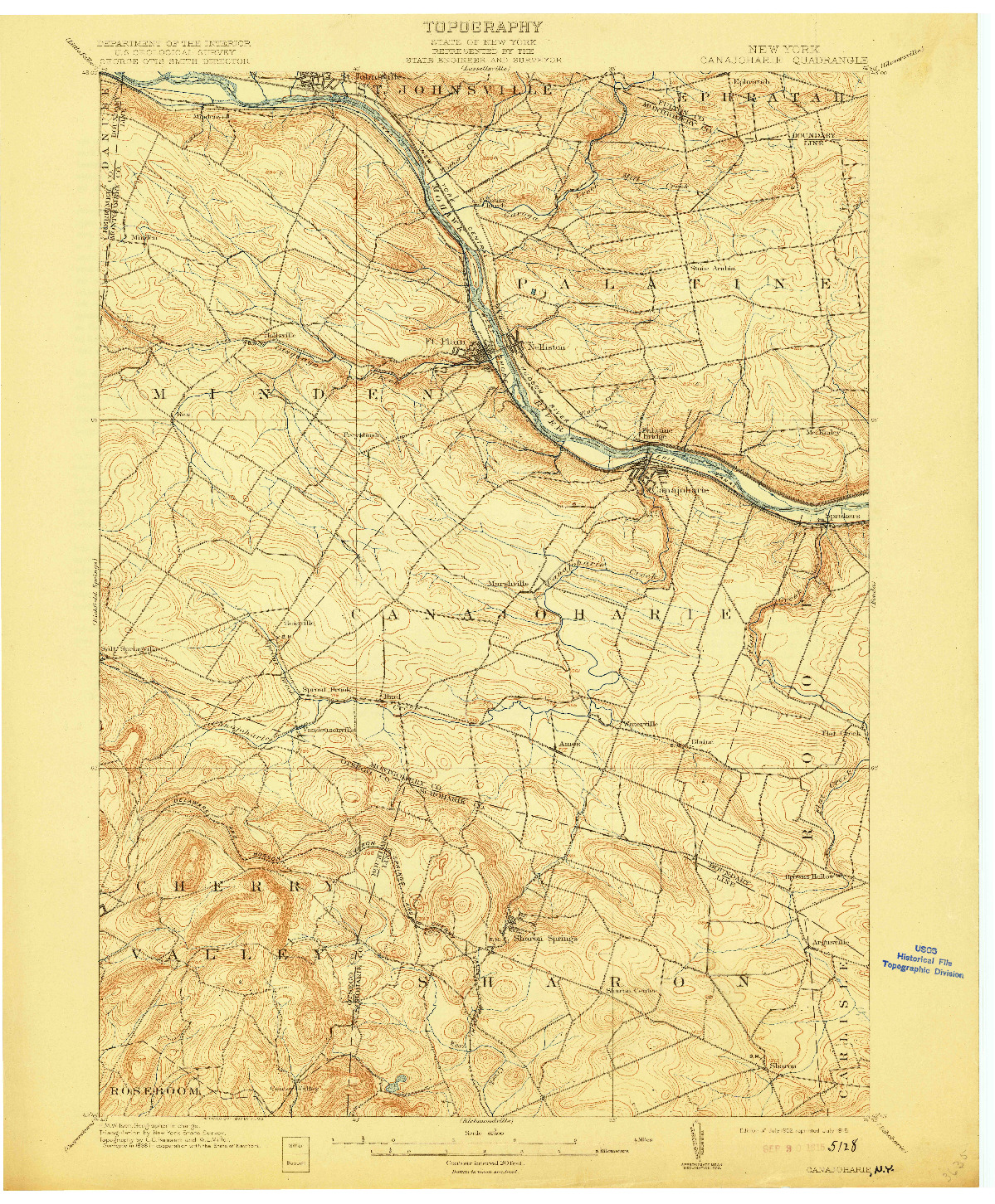 USGS 1:62500-SCALE QUADRANGLE FOR CANAJOHARIE, NY 1902