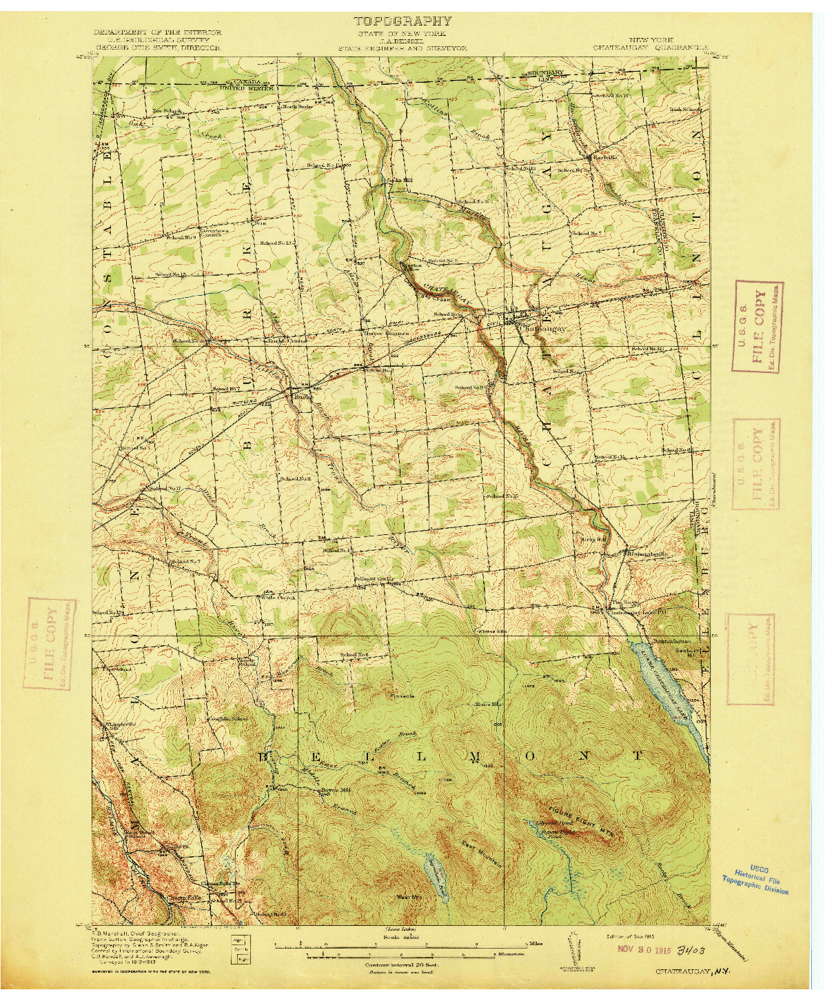 USGS 1:62500-SCALE QUADRANGLE FOR CHATEAUGAY, NY 1915