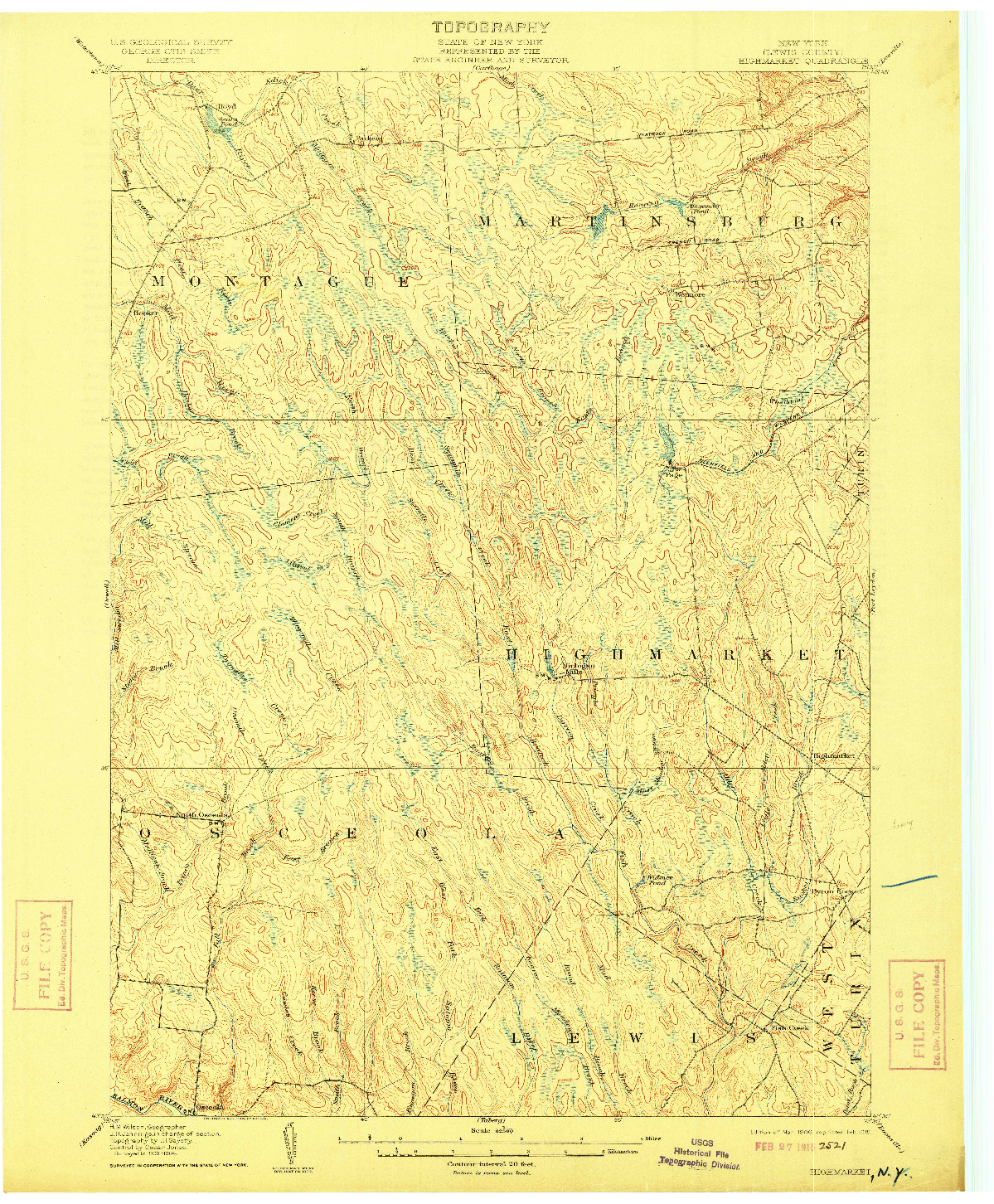 USGS 1:62500-SCALE QUADRANGLE FOR HIGHMARKET, NY 1906