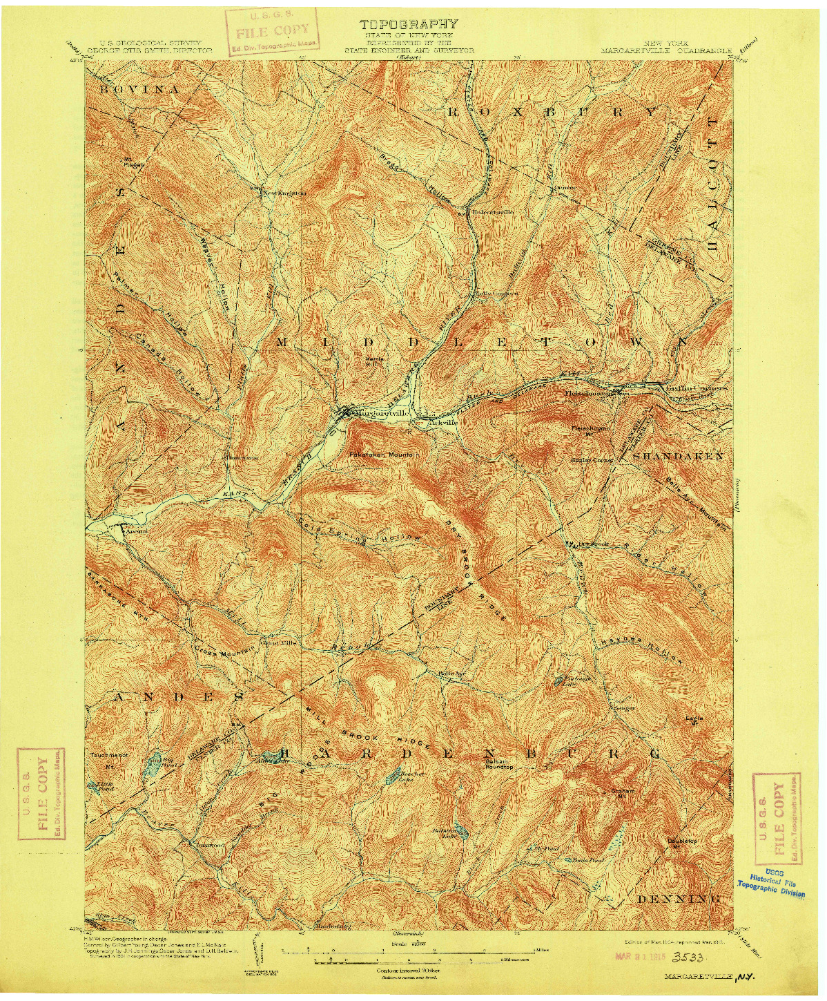 USGS 1:62500-SCALE QUADRANGLE FOR MARGARETVILLE, NY 1904