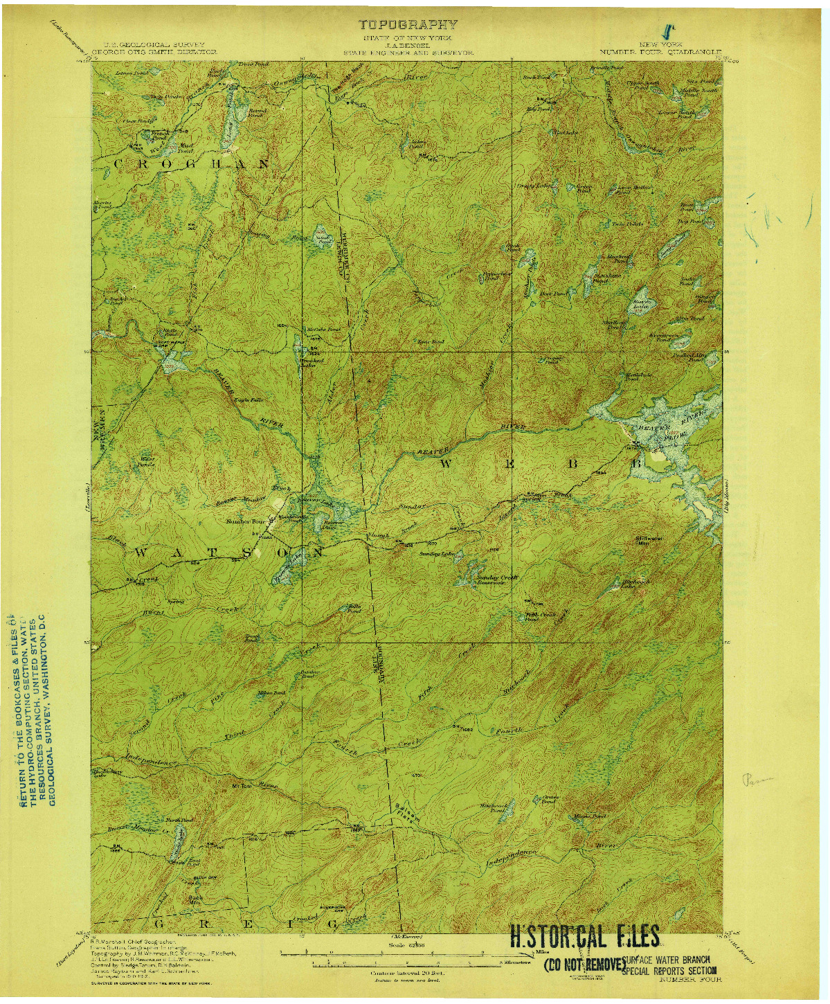 USGS 1:62500-SCALE QUADRANGLE FOR NUMBER FOUR, NY 1915