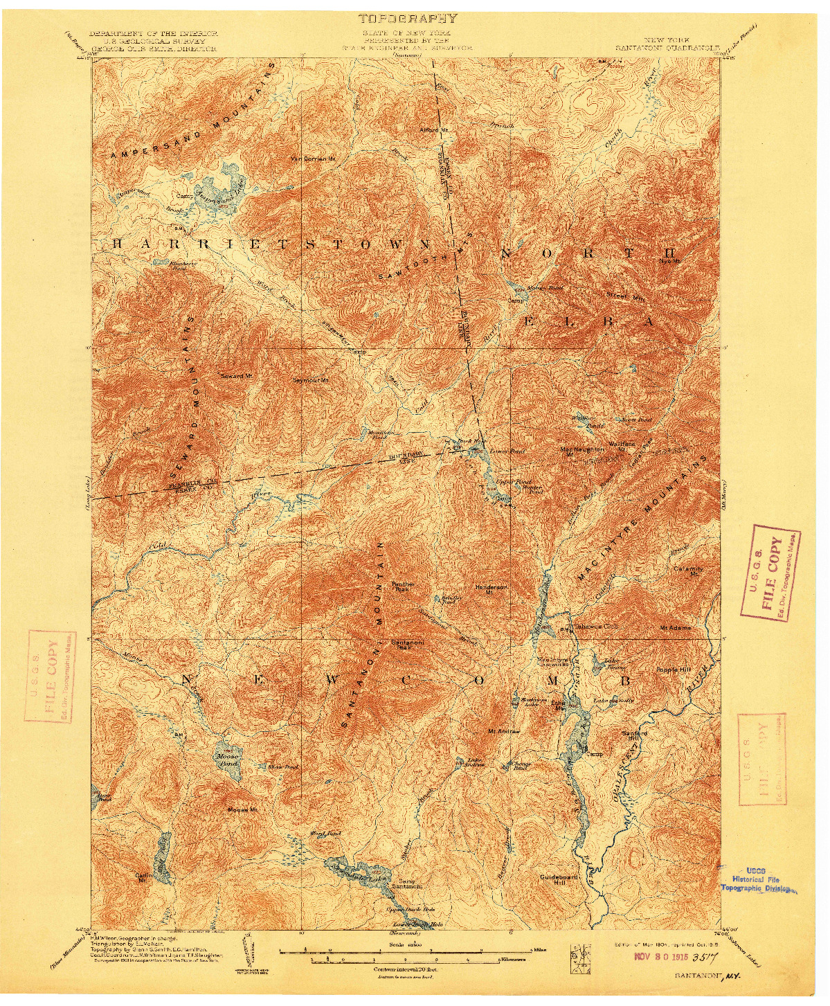 USGS 1:62500-SCALE QUADRANGLE FOR SANTANONI, NY 1904