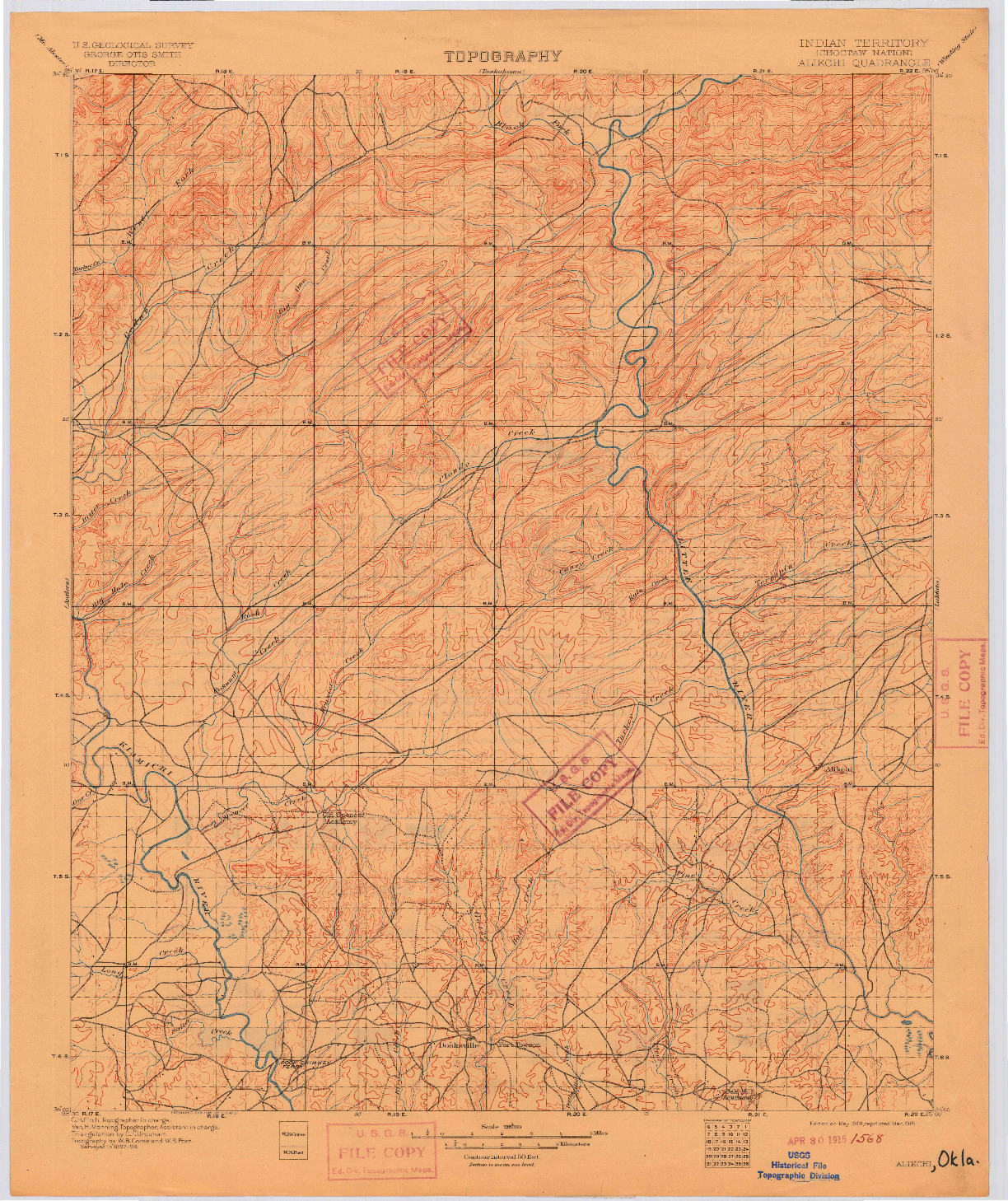 USGS 1:125000-SCALE QUADRANGLE FOR ALIKCHI, OK 1901