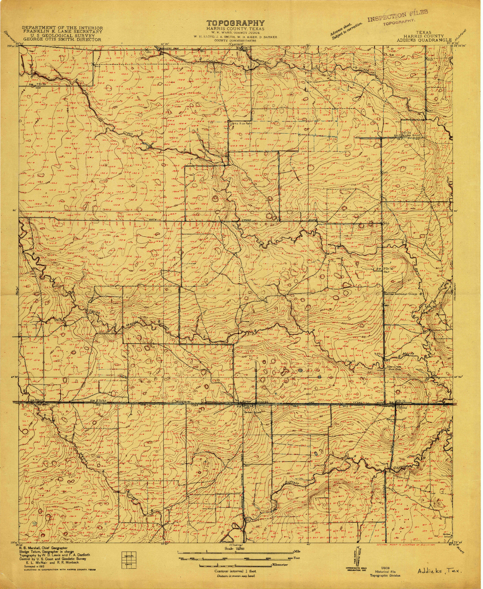 USGS 1:24000-SCALE QUADRANGLE FOR ADDICKS, TX 1915