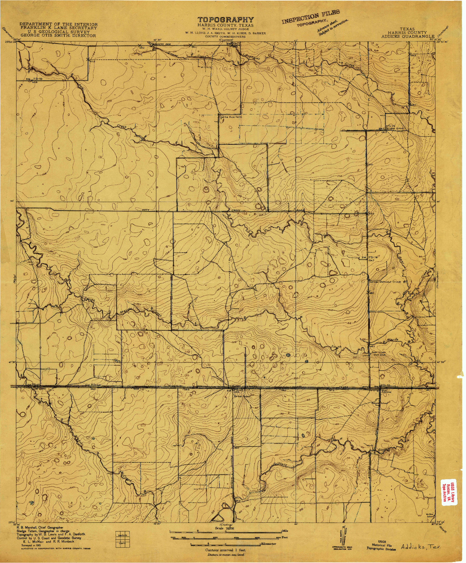 USGS 1:24000-SCALE QUADRANGLE FOR ADDICKS, TX 1915