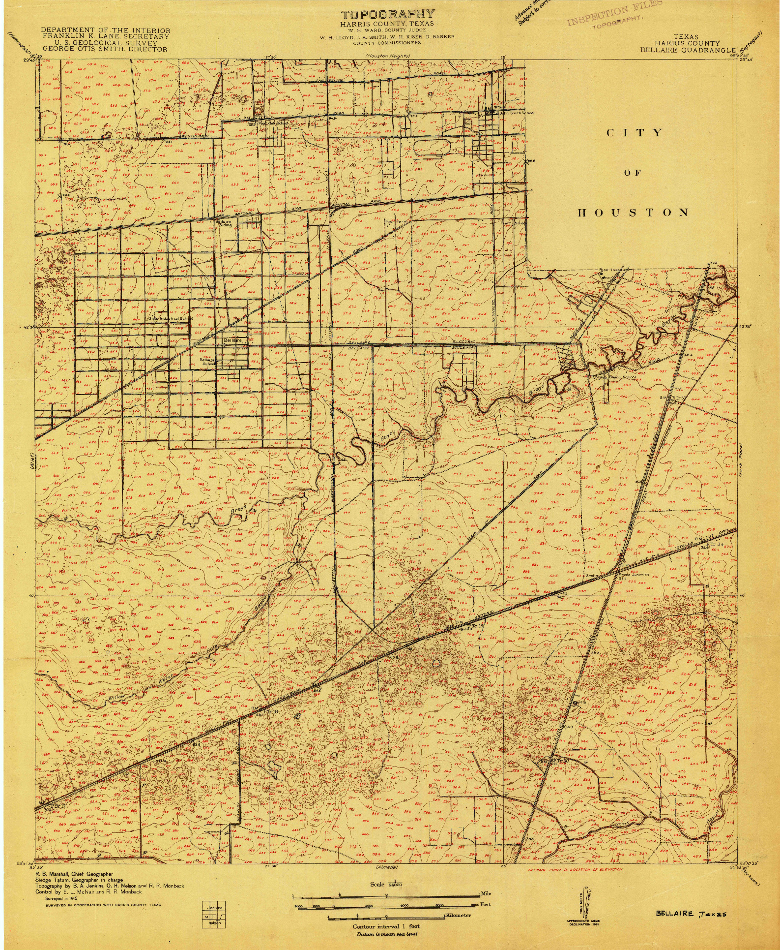 USGS 1:24000-SCALE QUADRANGLE FOR BELLAIRE, TX 1915