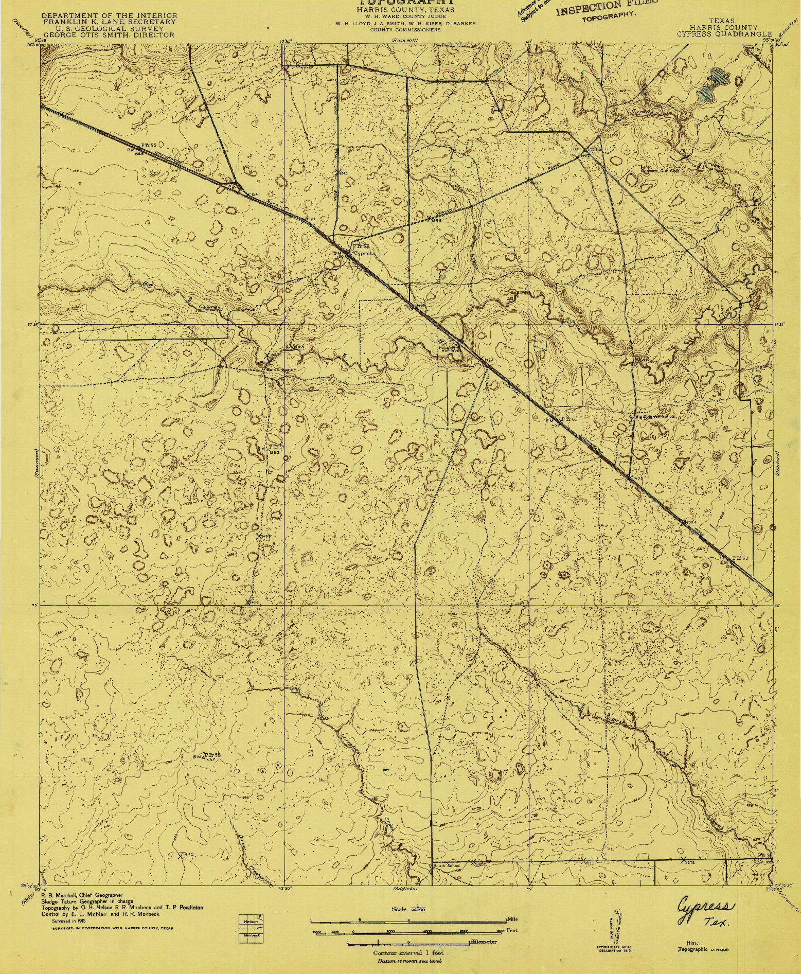 USGS 1:24000-SCALE QUADRANGLE FOR CYPRESS, TX 1915