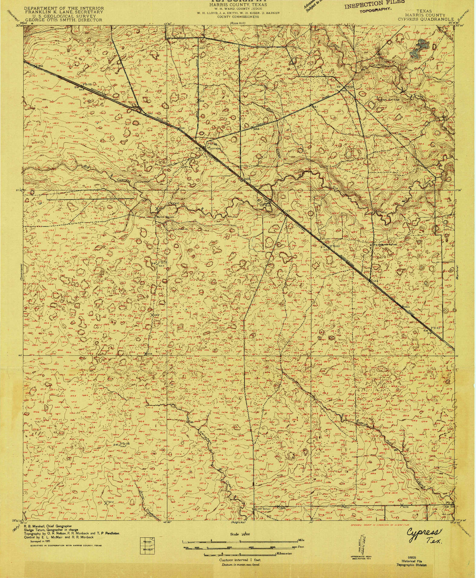 USGS 1:24000-SCALE QUADRANGLE FOR CYPRESS, TX 1915