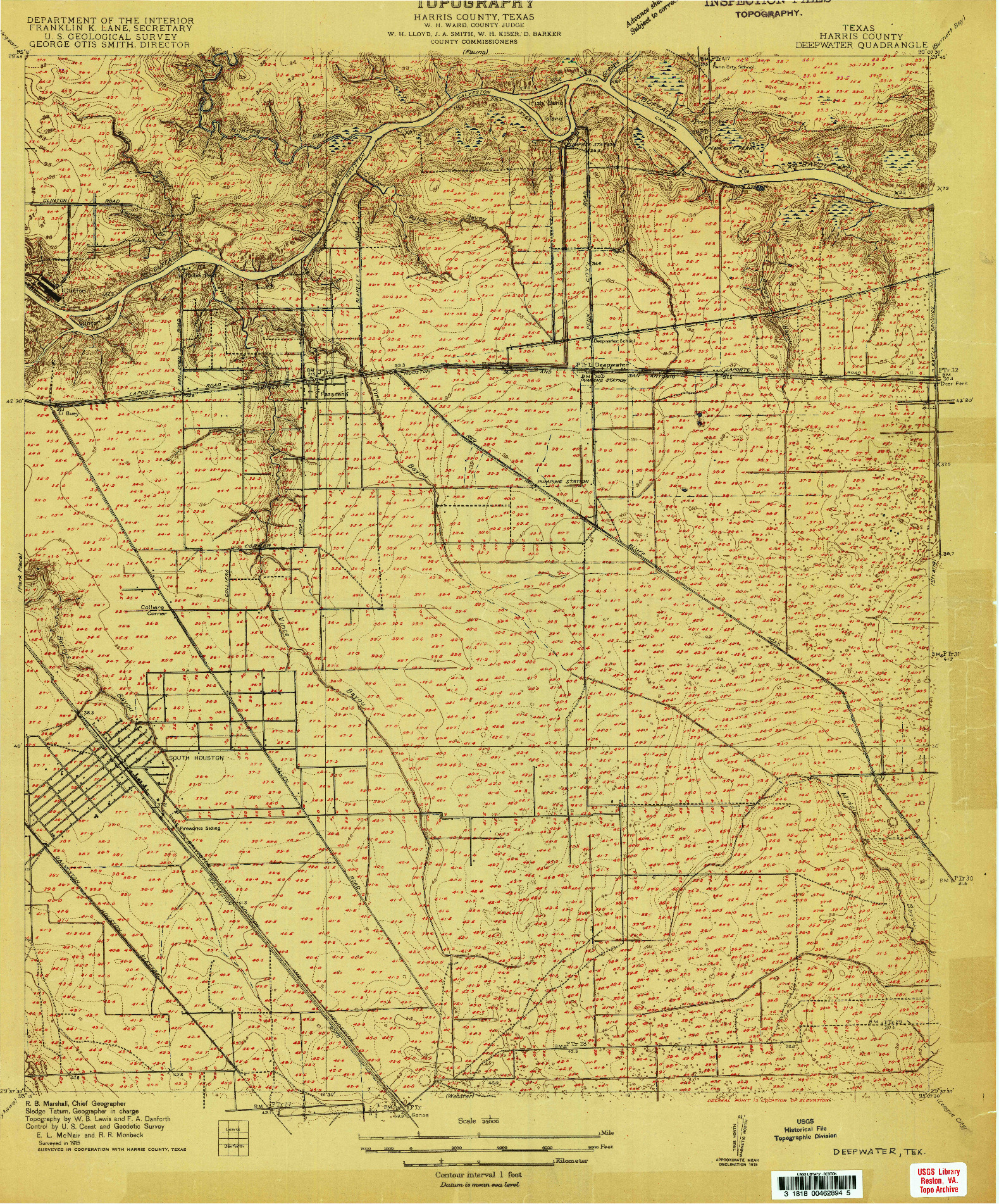 USGS 1:24000-SCALE QUADRANGLE FOR DEEPWATER, TX 1915
