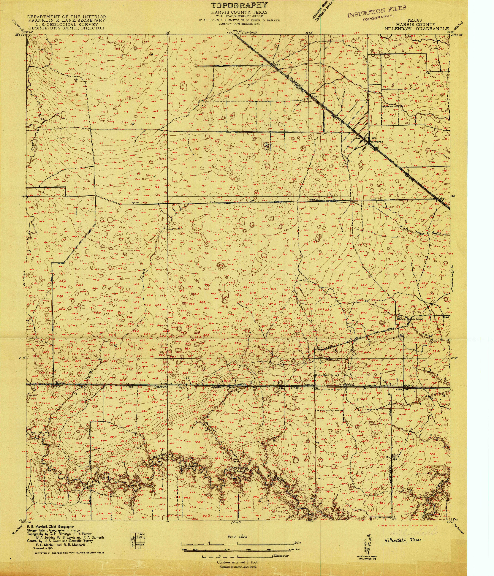 USGS 1:24000-SCALE QUADRANGLE FOR HILLENDAHL, TX 1915