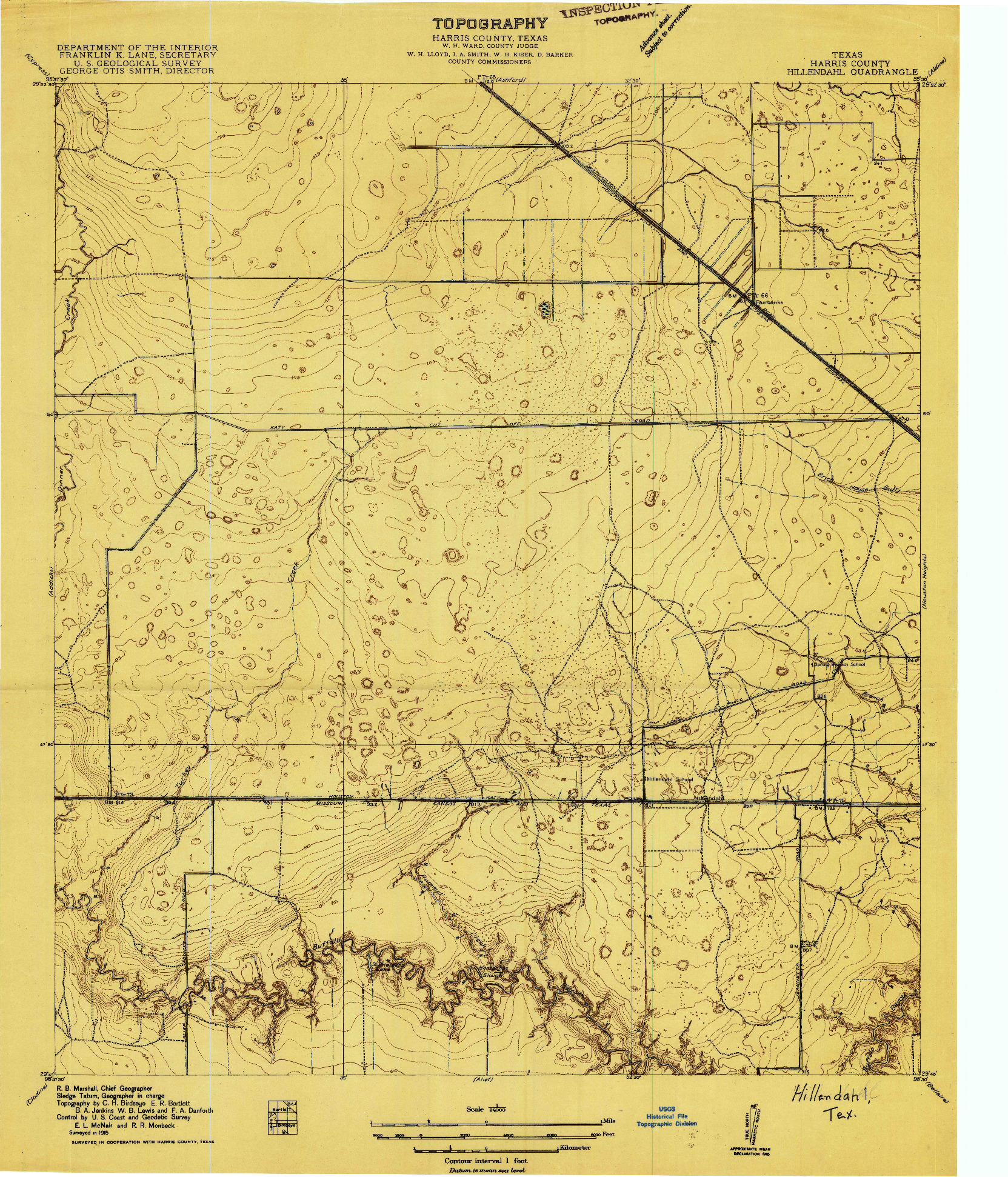 USGS 1:24000-SCALE QUADRANGLE FOR HILLENDAHL, TX 1915