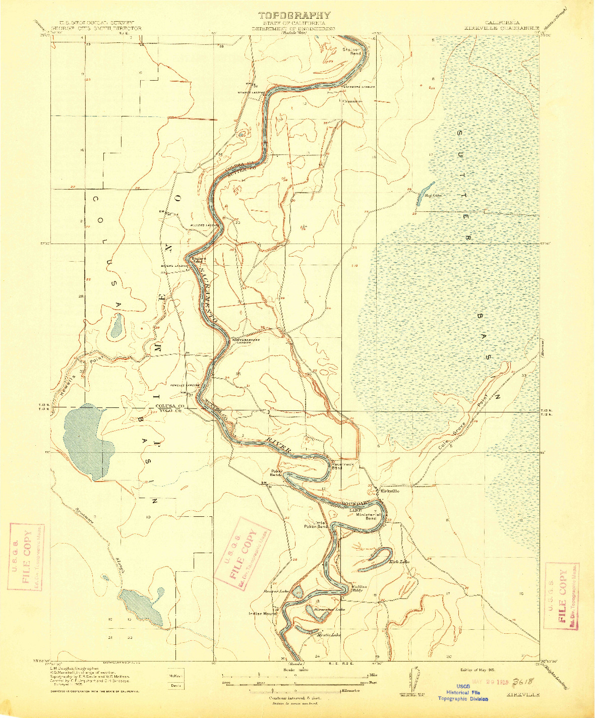 USGS 1:31680-SCALE QUADRANGLE FOR KIRKVILLE, CA 1915