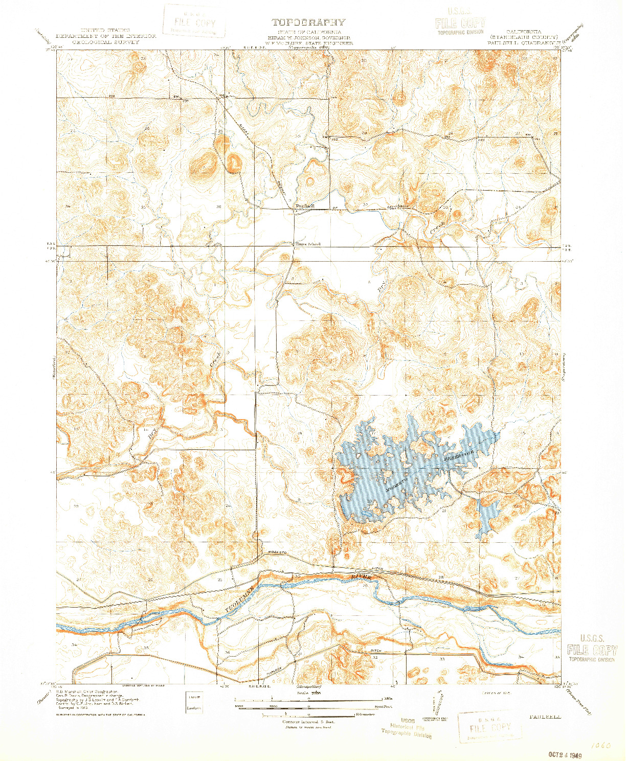 USGS 1:31680-SCALE QUADRANGLE FOR PAULSELL, CA 1915