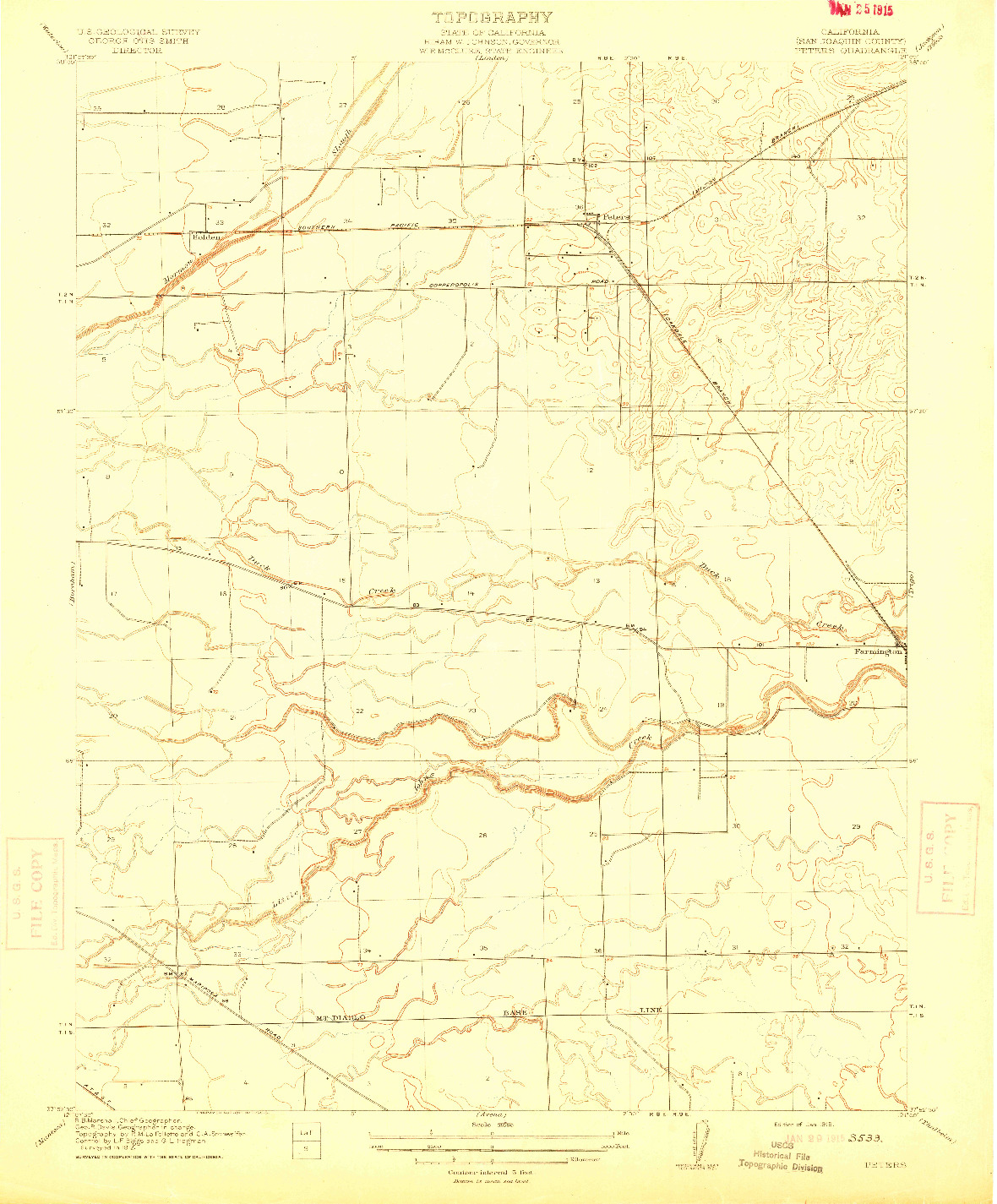 USGS 1:31680-SCALE QUADRANGLE FOR PETERS, CA 1915