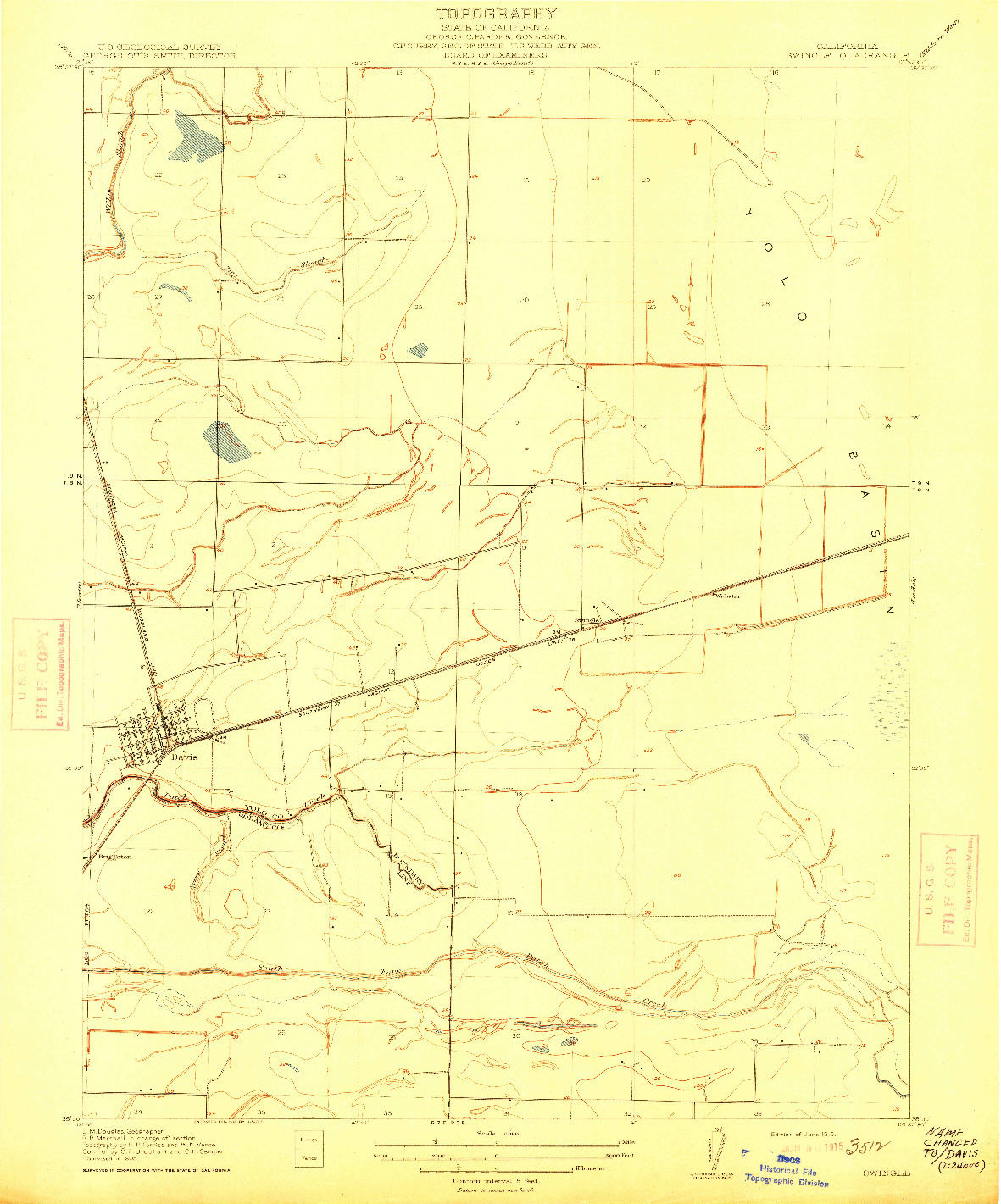 USGS 1:31680-SCALE QUADRANGLE FOR SWINGLE, CA 1915