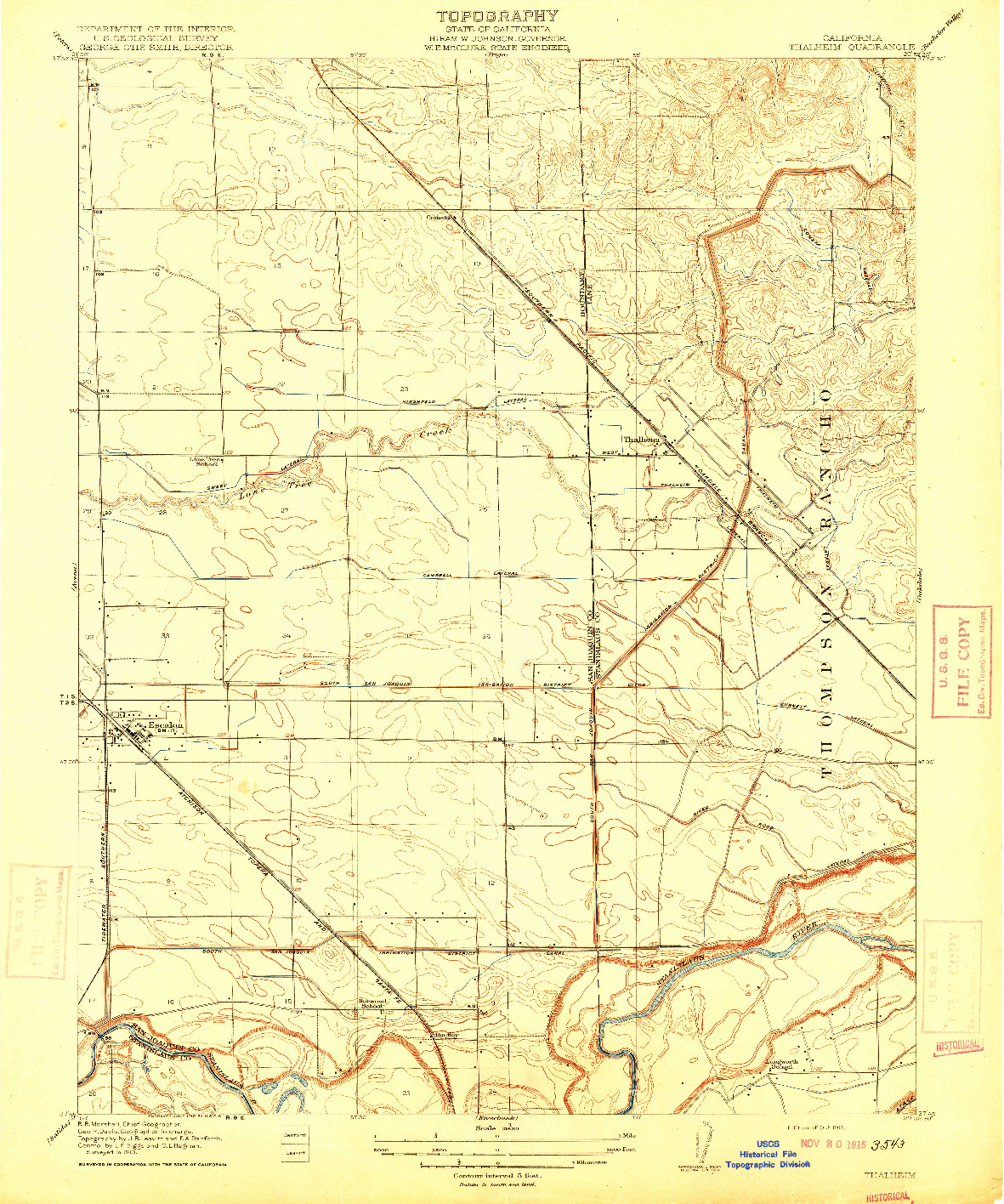 USGS 1:31680-SCALE QUADRANGLE FOR THALHEIM, CA 1915