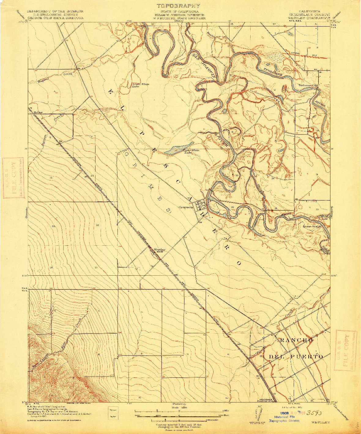 USGS 1:31680-SCALE QUADRANGLE FOR WESTLEY, CA 1915