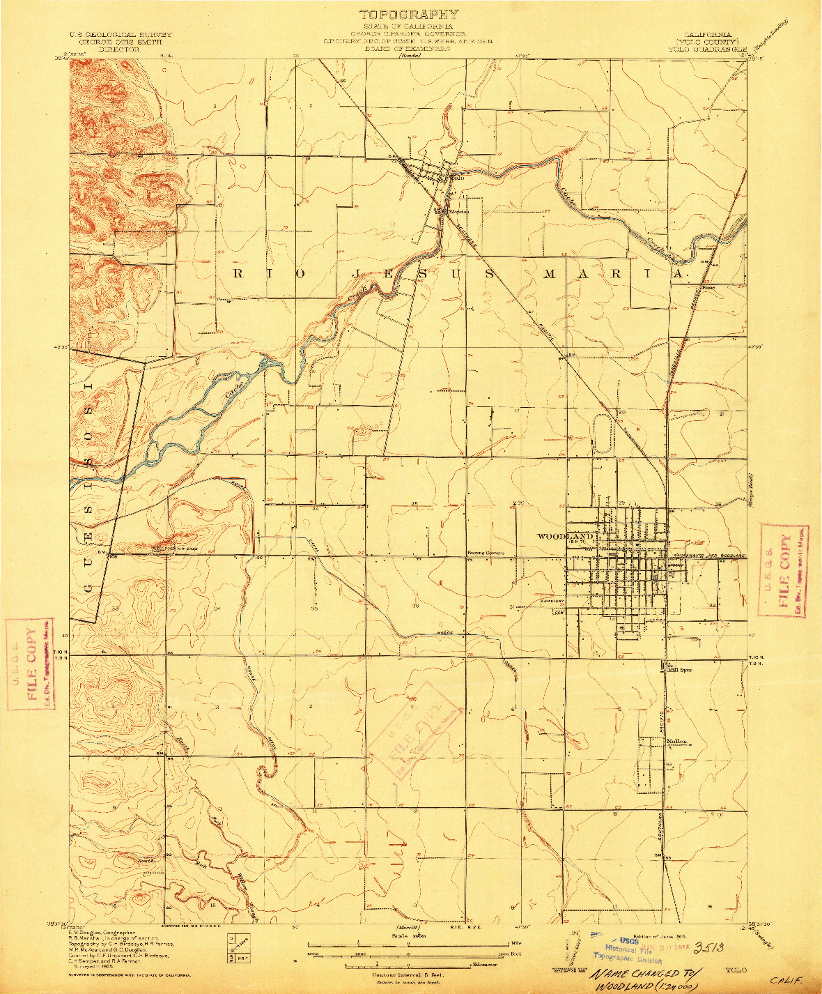 USGS 1:31680-SCALE QUADRANGLE FOR YOLO, CA 1915