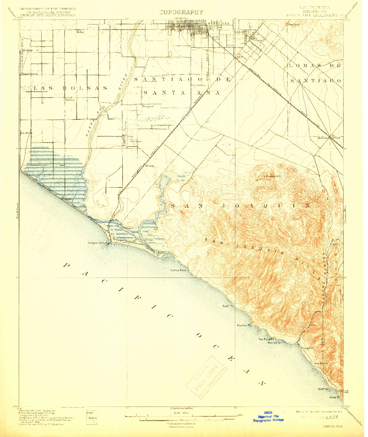 USGS 1:62500-SCALE QUADRANGLE FOR SANTA ANA, CA 1901