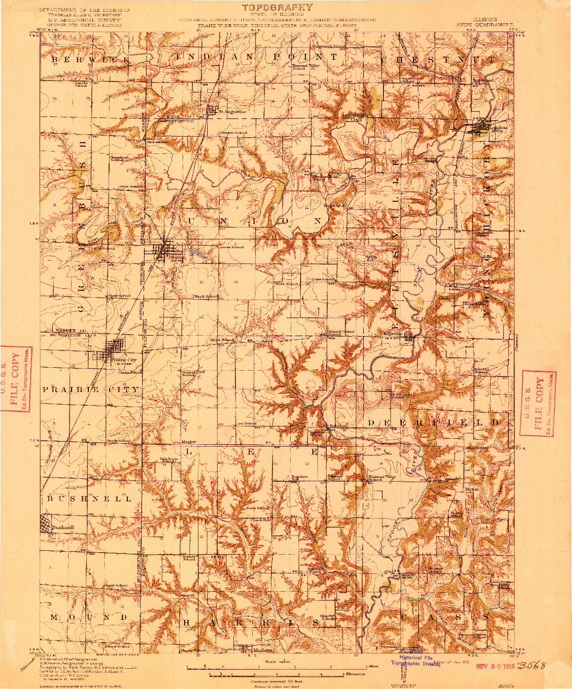 USGS 1:62500-SCALE QUADRANGLE FOR AVON, IL 1915