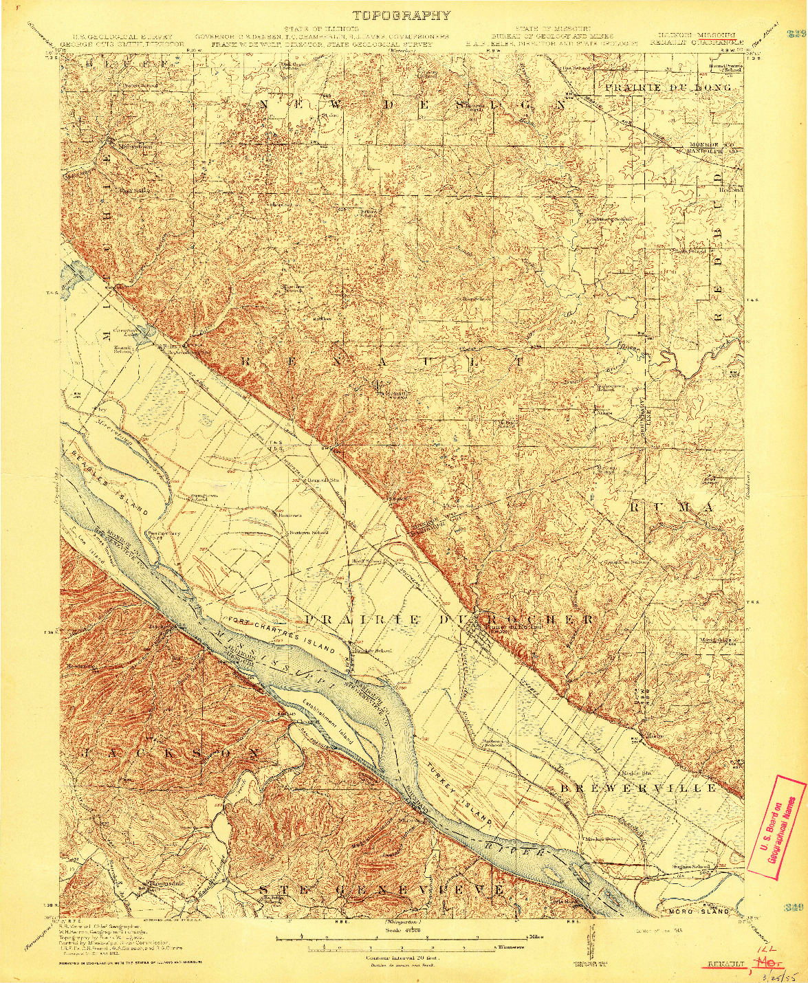 USGS 1:62500-SCALE QUADRANGLE FOR RENAULT, IL 1915