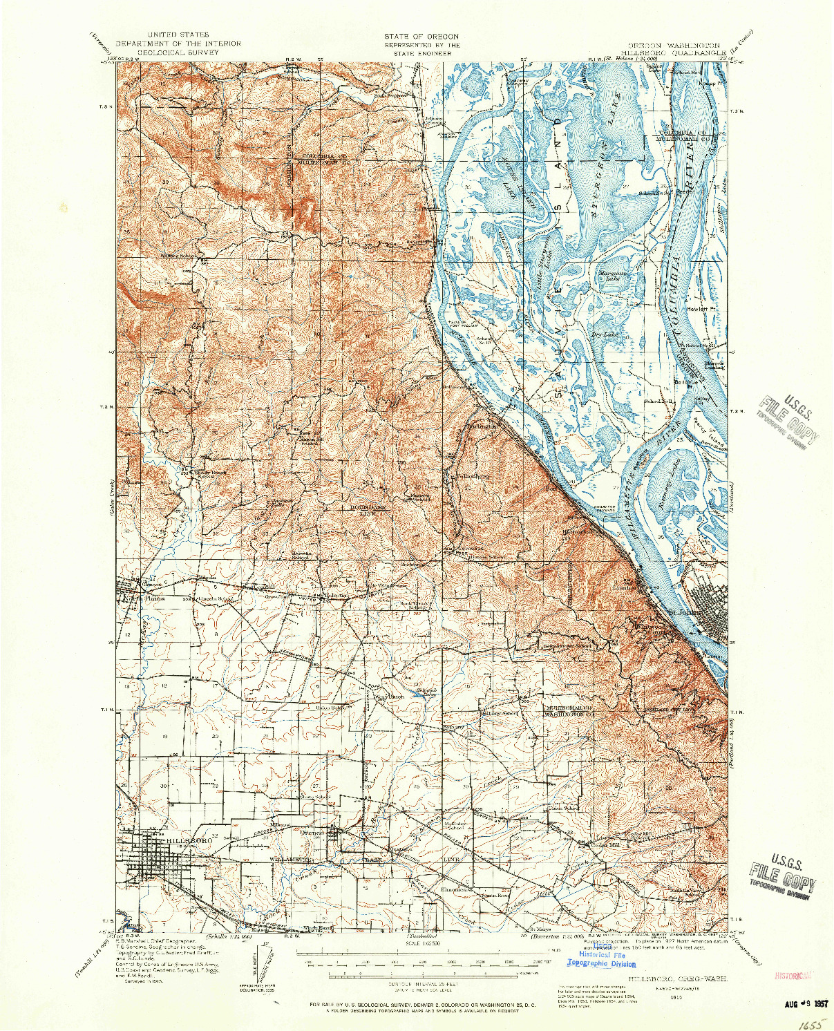 USGS 1:62500-SCALE QUADRANGLE FOR HILLSBORO, OR 1915