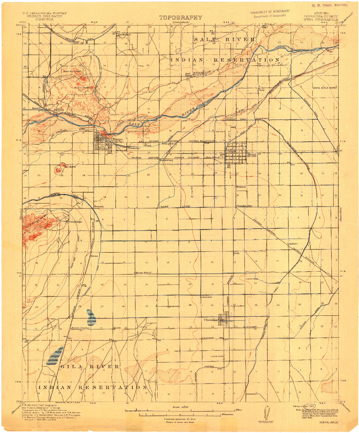 USGS 1:62500-SCALE QUADRANGLE FOR MESA, AZ 1915