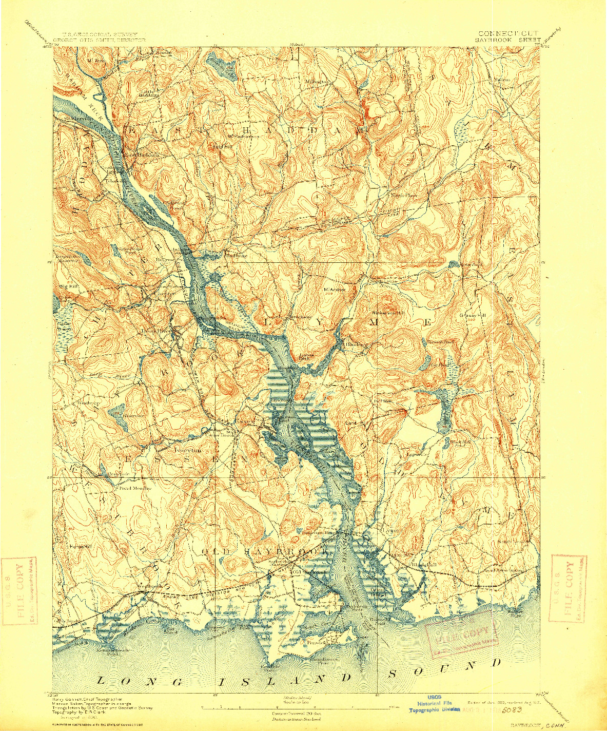 USGS 1:62500-SCALE QUADRANGLE FOR SAYBROOK, CT 1893