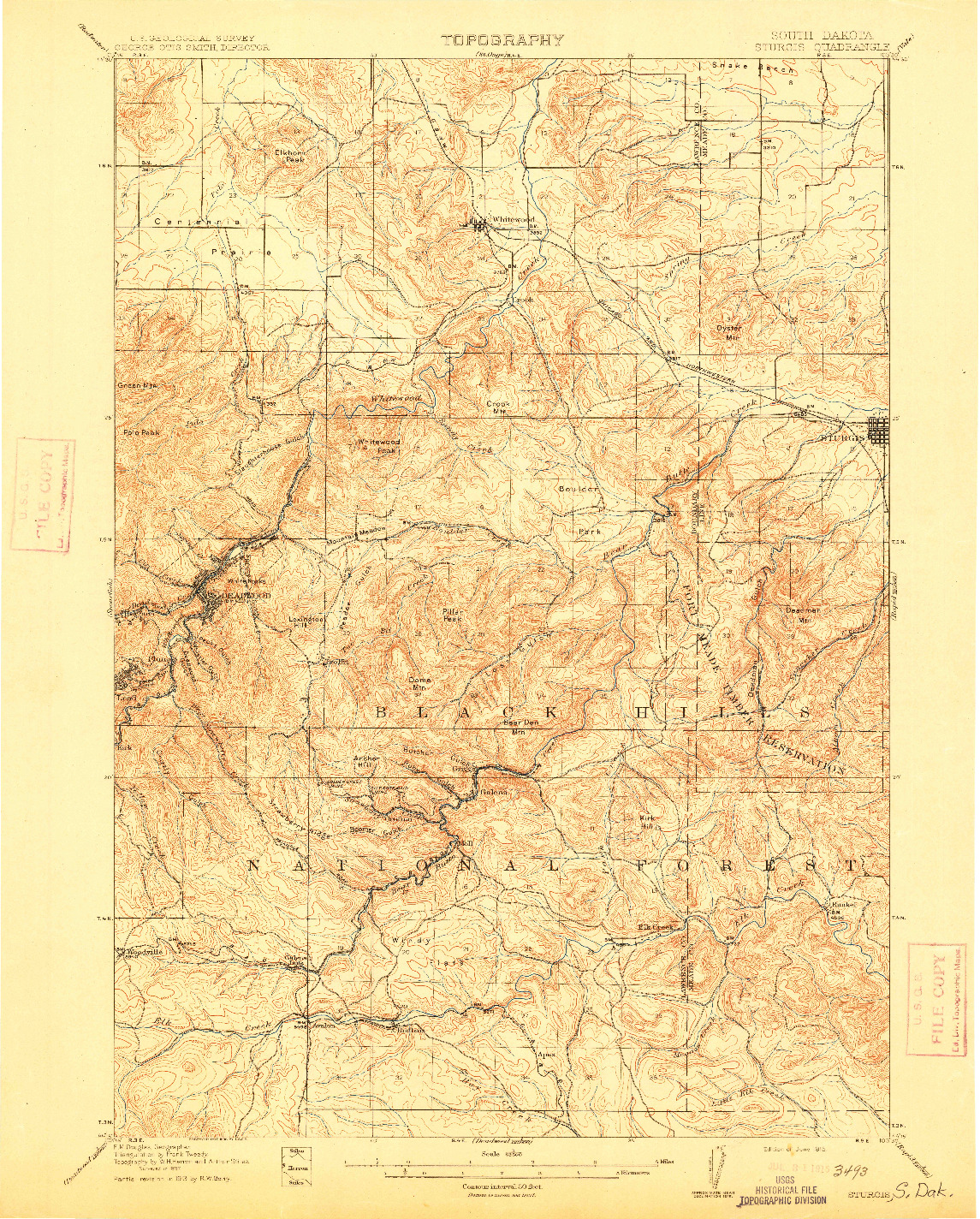 USGS 1:62500-SCALE QUADRANGLE FOR STURGIS, SD 1915