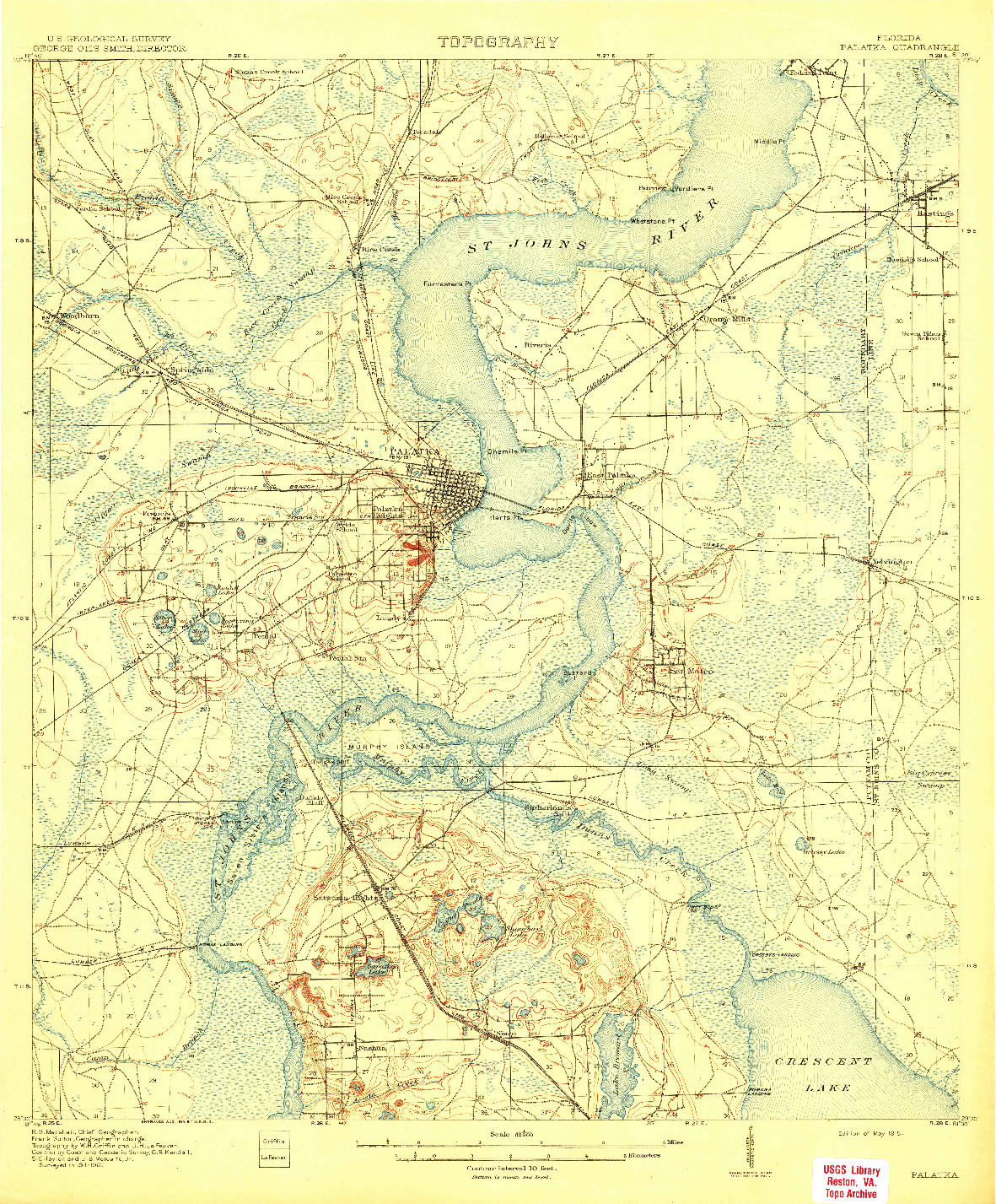 USGS 1:62500-SCALE QUADRANGLE FOR PALATKA, FL 1915