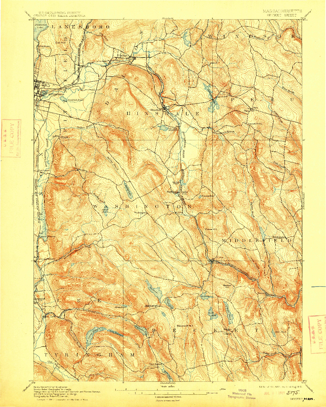 USGS 1:62500-SCALE QUADRANGLE FOR BECKET, MA 1897