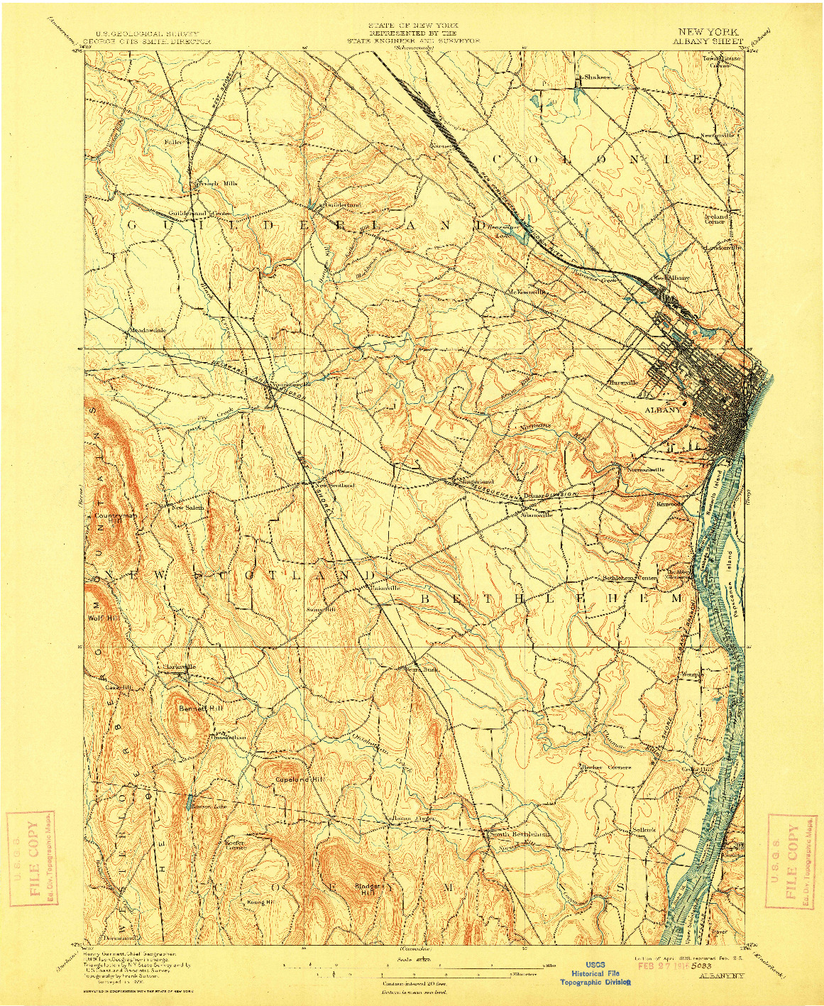 USGS 1:62500-SCALE QUADRANGLE FOR ALBANY, NY 1898