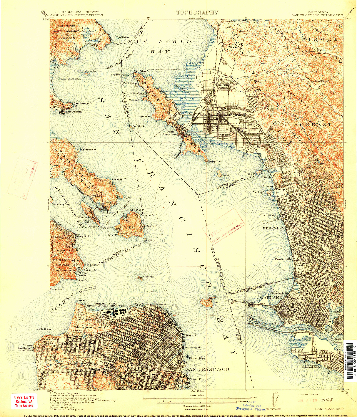 USGS 1:62500-SCALE QUADRANGLE FOR SAN FRANCISCO, CA 1915
