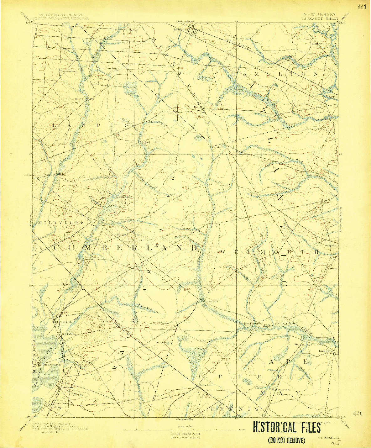 USGS 1:62500-SCALE QUADRANGLE FOR TUCKAHOE, NJ 1893