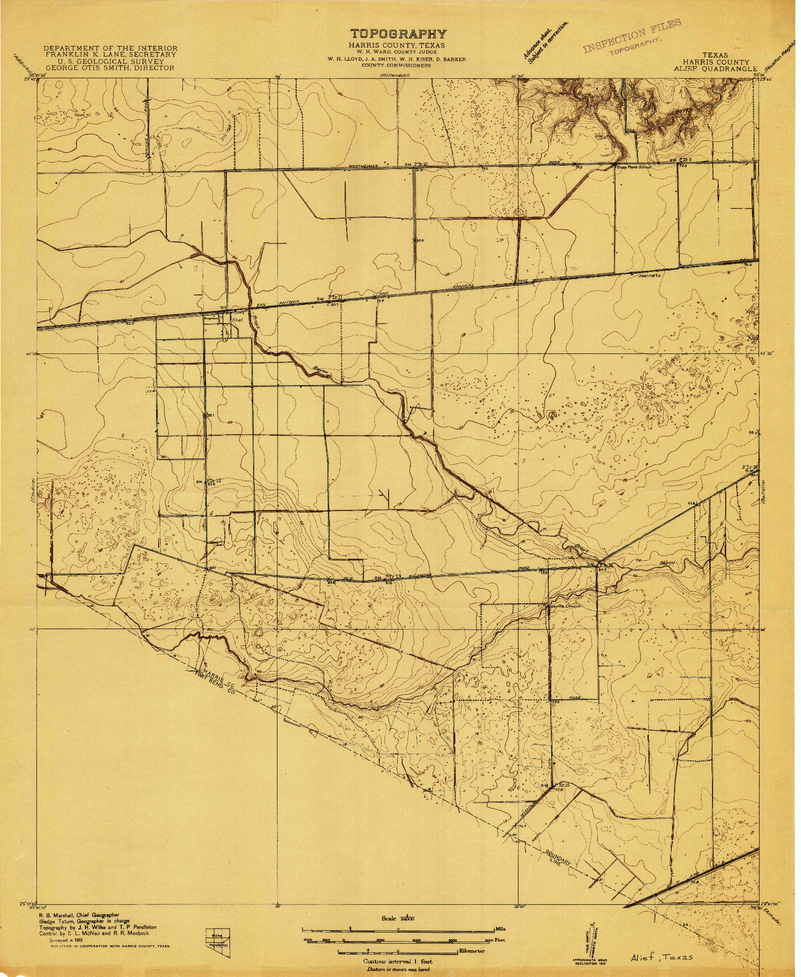 USGS 1:24000-SCALE QUADRANGLE FOR ALIEF, TX 1915