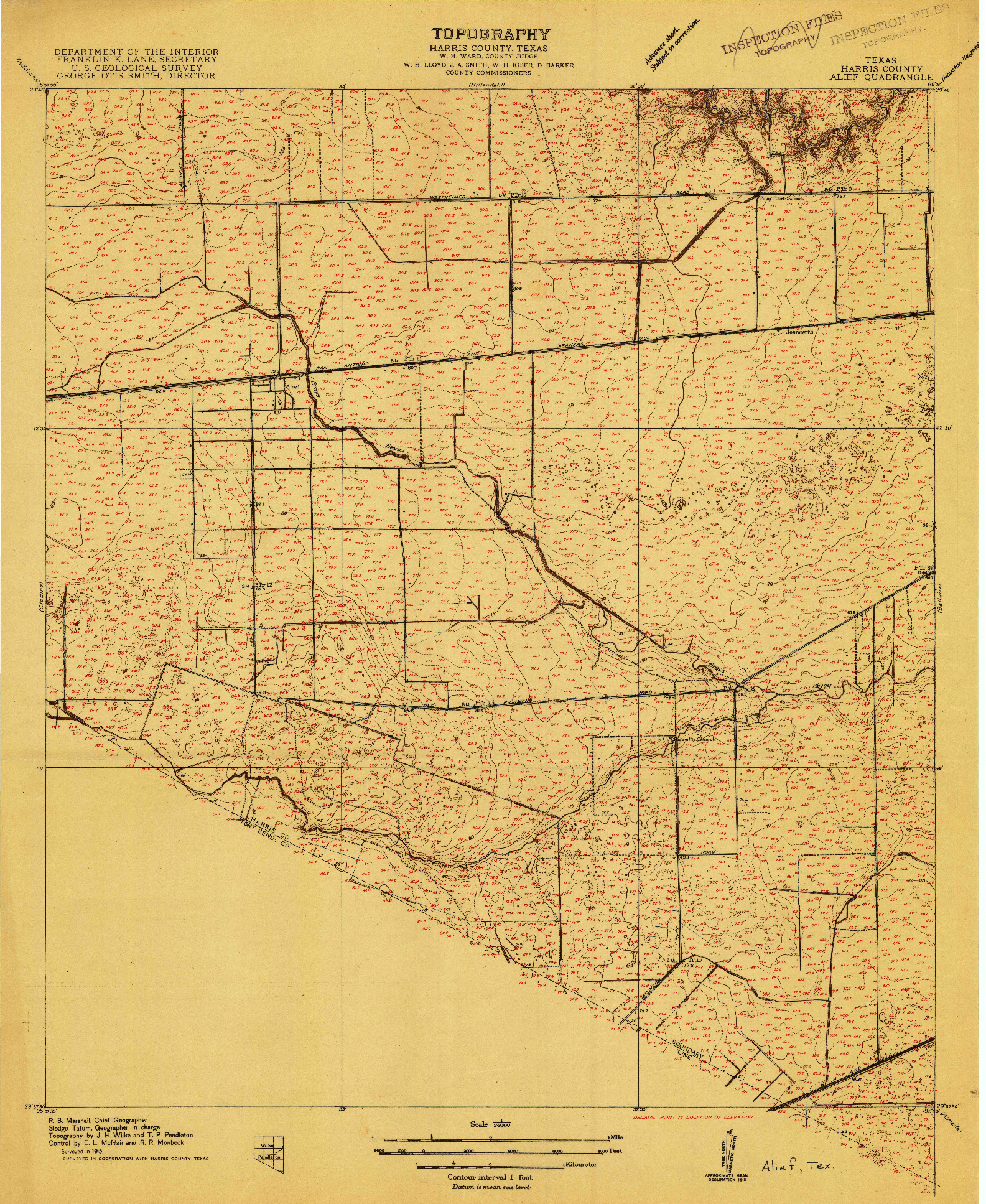 USGS 1:24000-SCALE QUADRANGLE FOR ALIEF, TX 1915