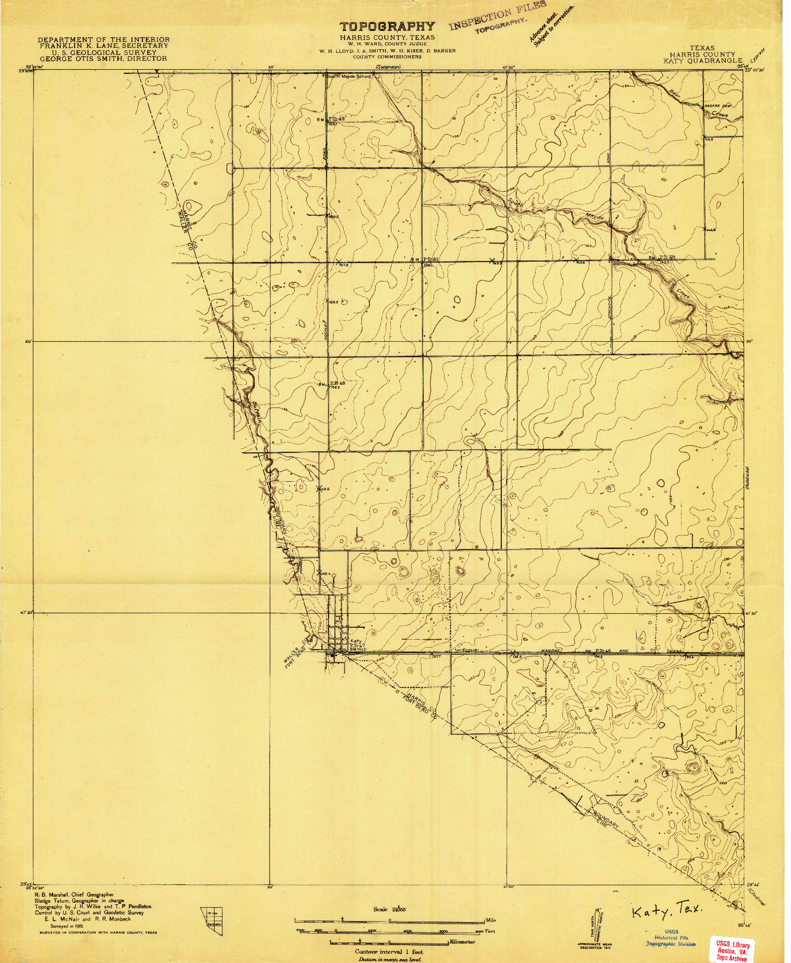 USGS 1:24000-SCALE QUADRANGLE FOR KATY, TX 1915