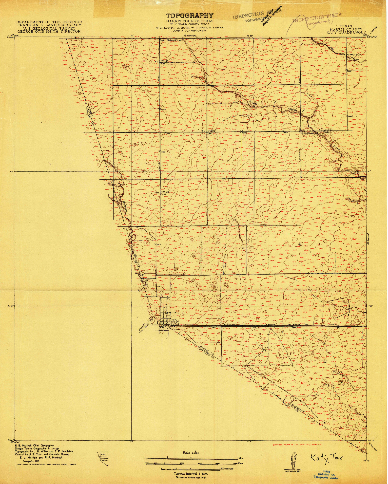 USGS 1:24000-SCALE QUADRANGLE FOR KATY, TX 1915