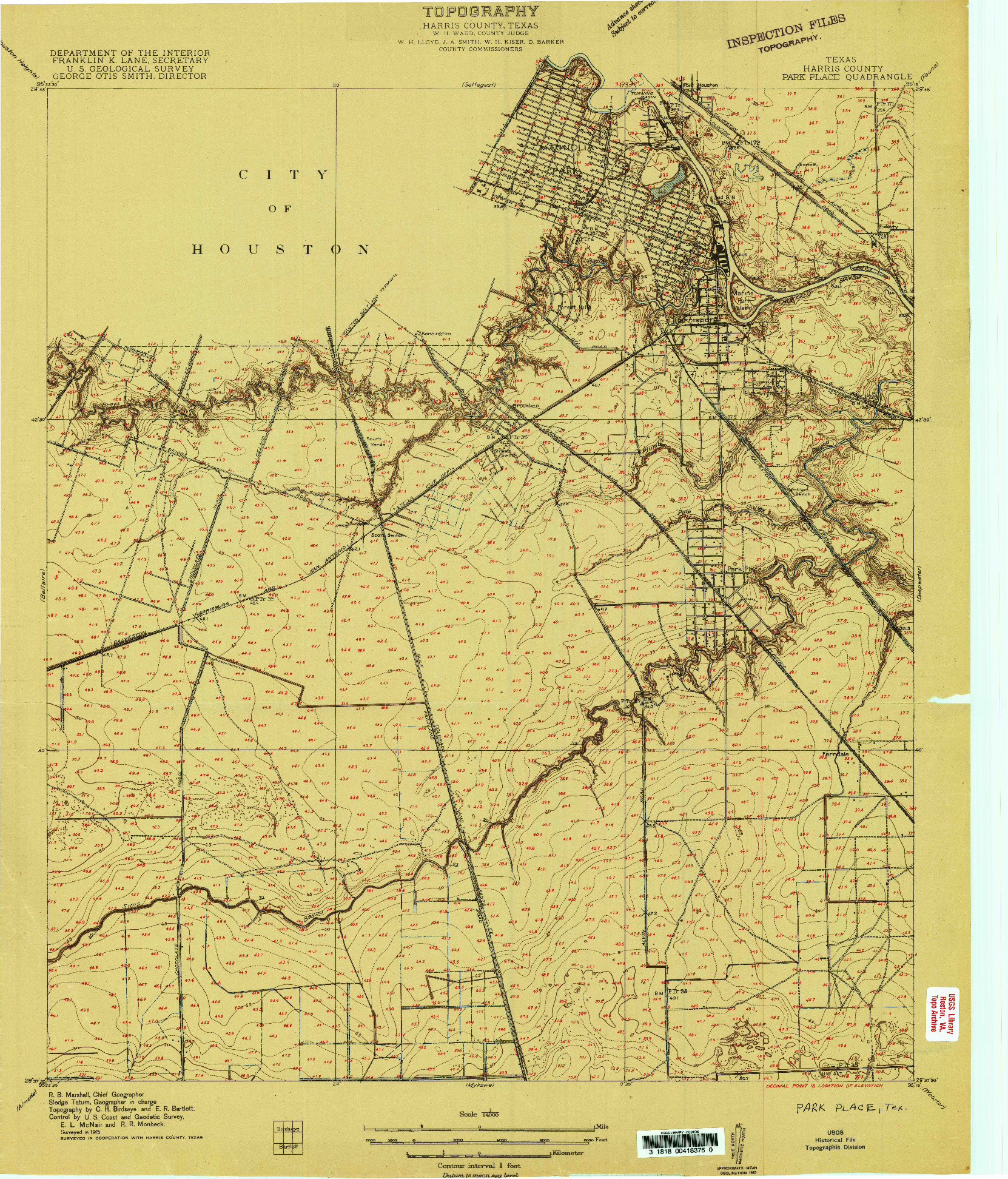 USGS 1:24000-SCALE QUADRANGLE FOR PARK PLACE, TX 1915