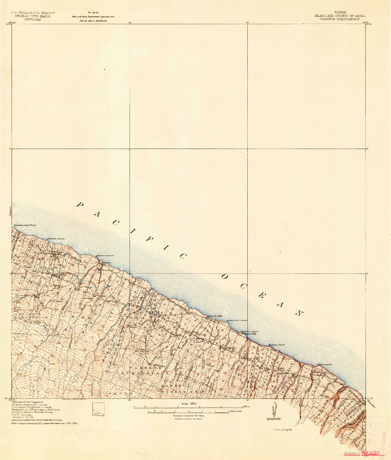 USGS 1:62500-SCALE QUADRANGLE FOR HAMAKUA, HI 1915