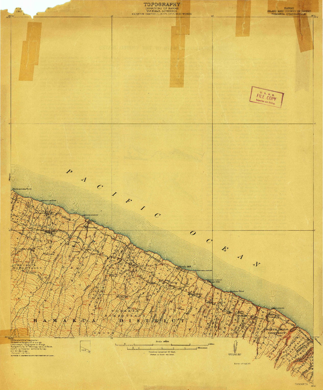 USGS 1:62500-SCALE QUADRANGLE FOR HAMAKUA, HI 1915