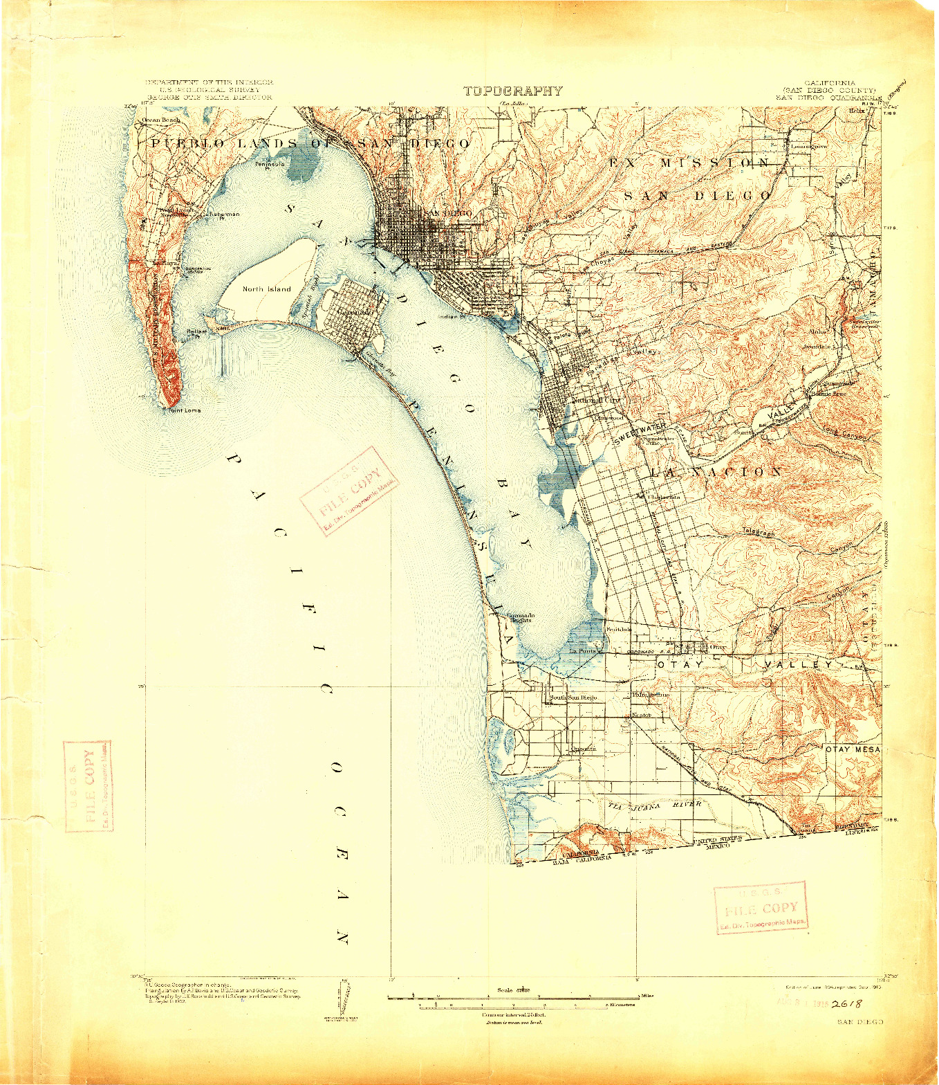 USGS 1:62500-SCALE QUADRANGLE FOR SAN DIEGO, CA 1904