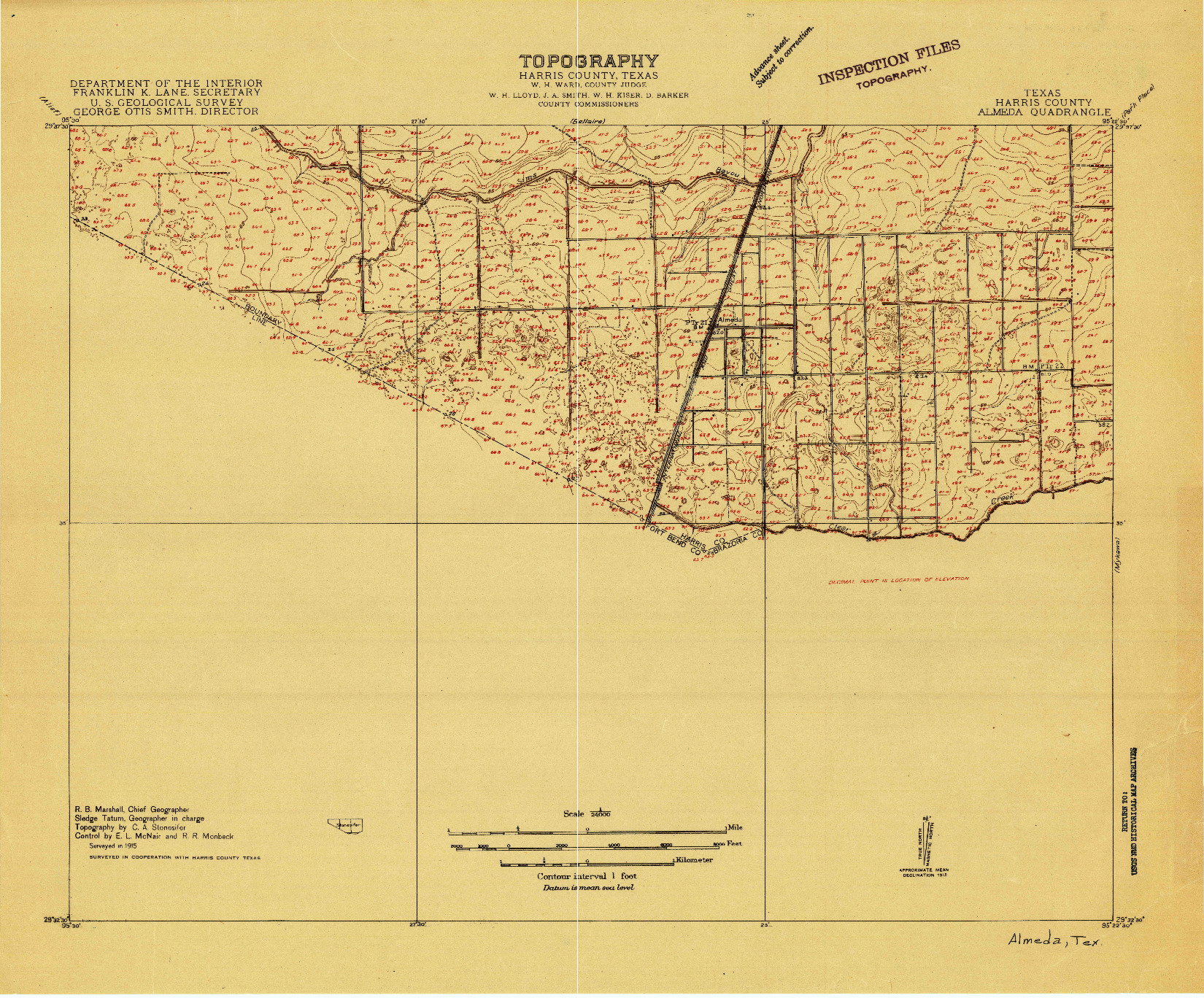 USGS 1:24000-SCALE QUADRANGLE FOR ALMEDA, TX 1915