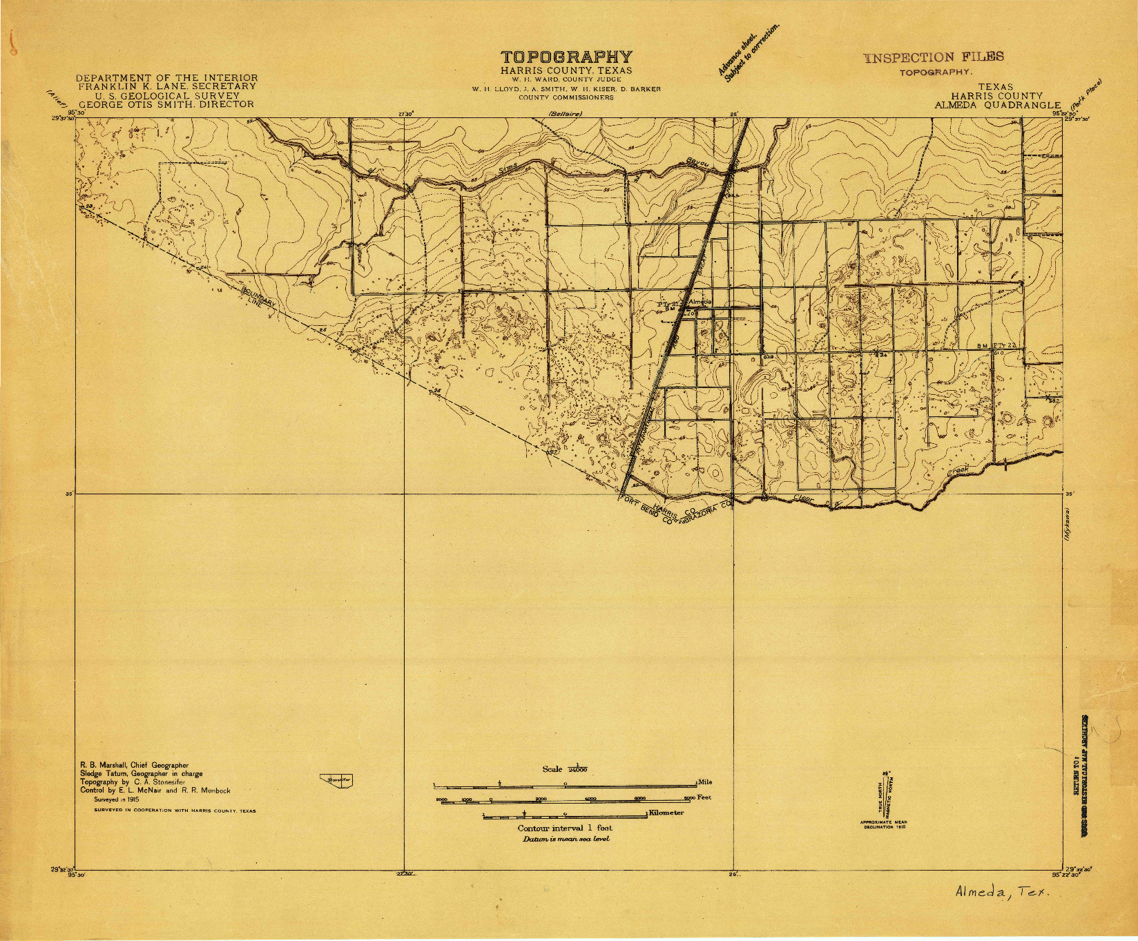 USGS 1:24000-SCALE QUADRANGLE FOR ALMEDA, TX 1915